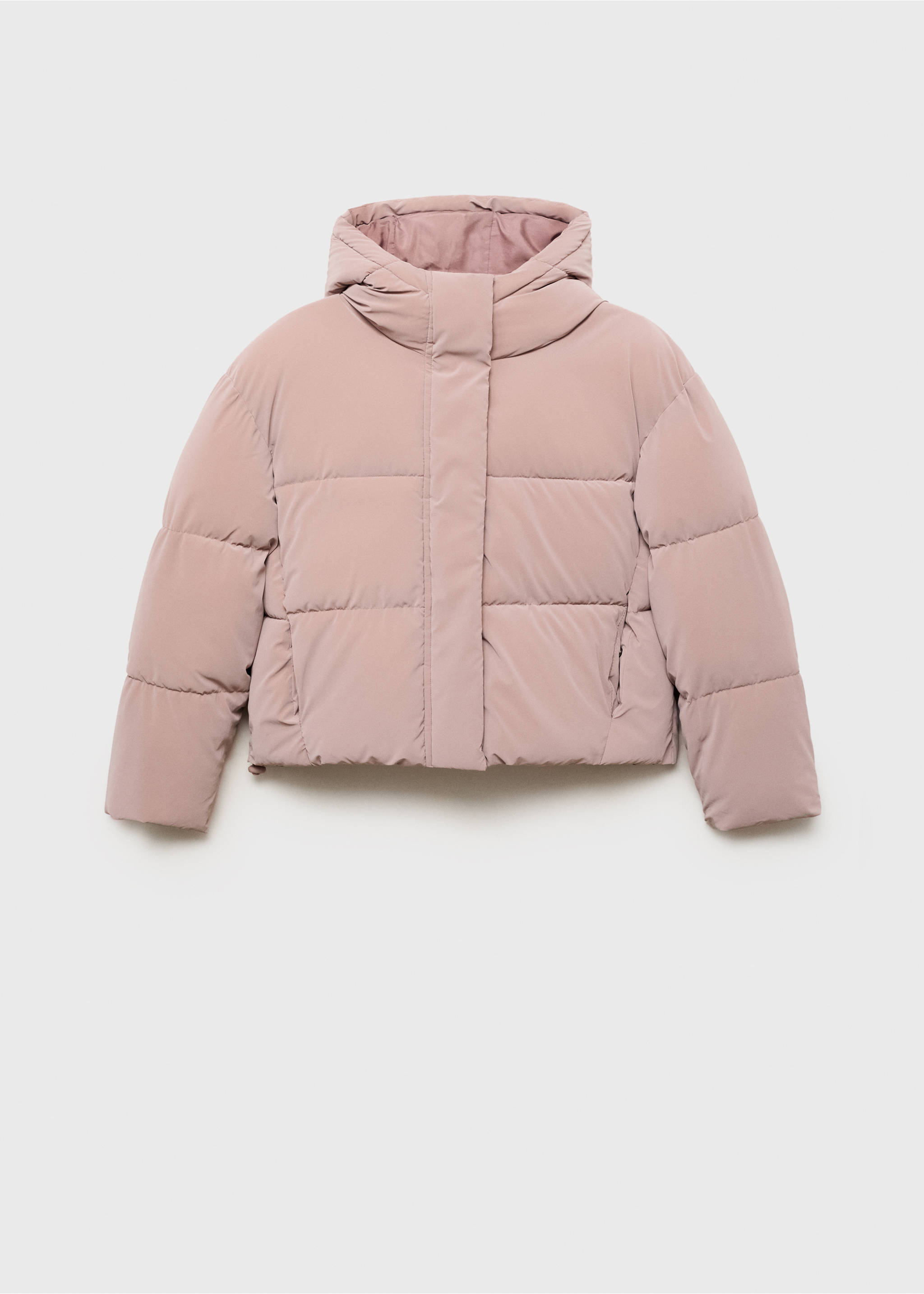 Waxed-effect padded anorak - Article without model, Pastel Pink. Ref: 17046326-00.