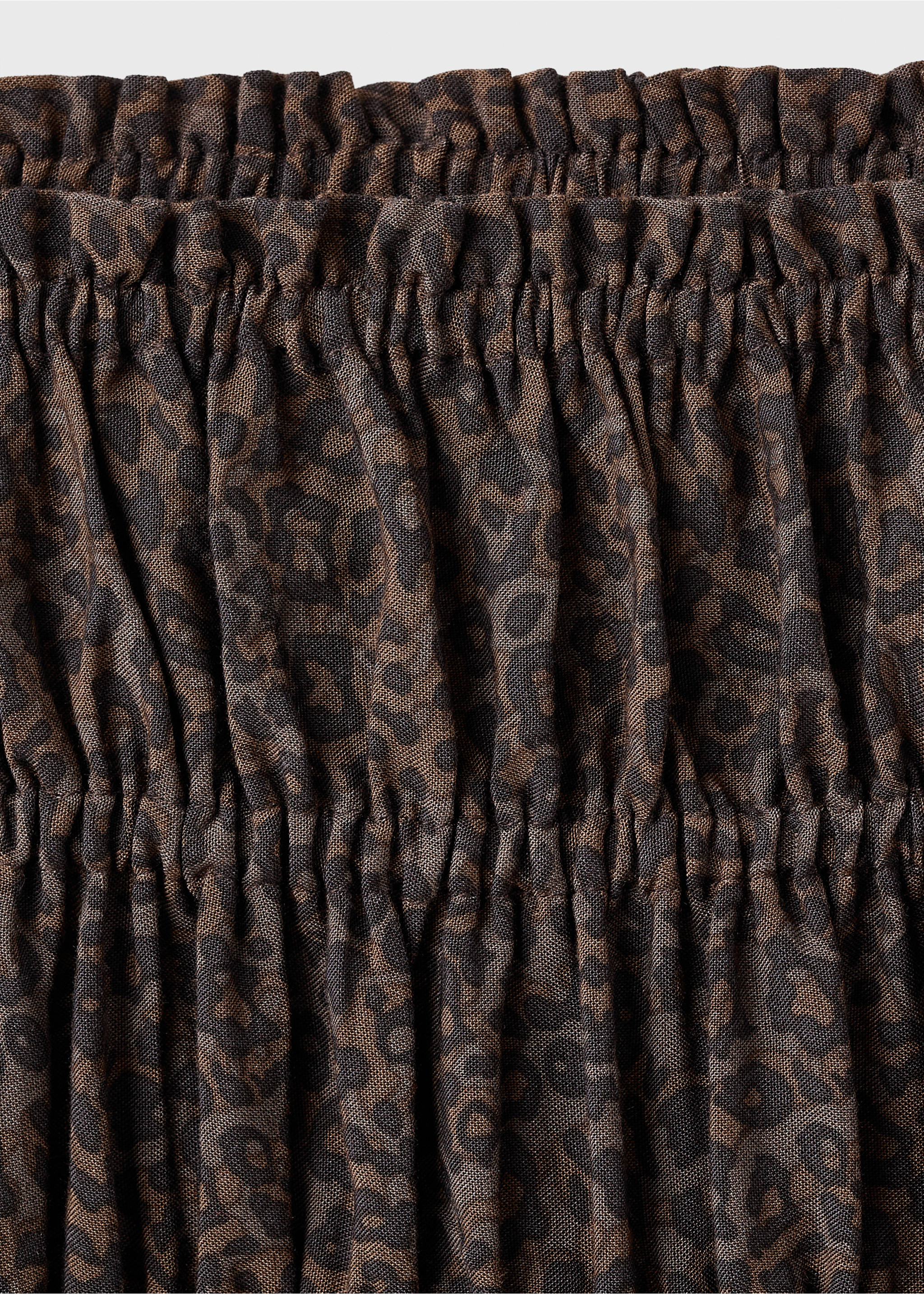 Leopard-print gathered skirt - Details of the article 0, Brown. Ref: 17046332-00.