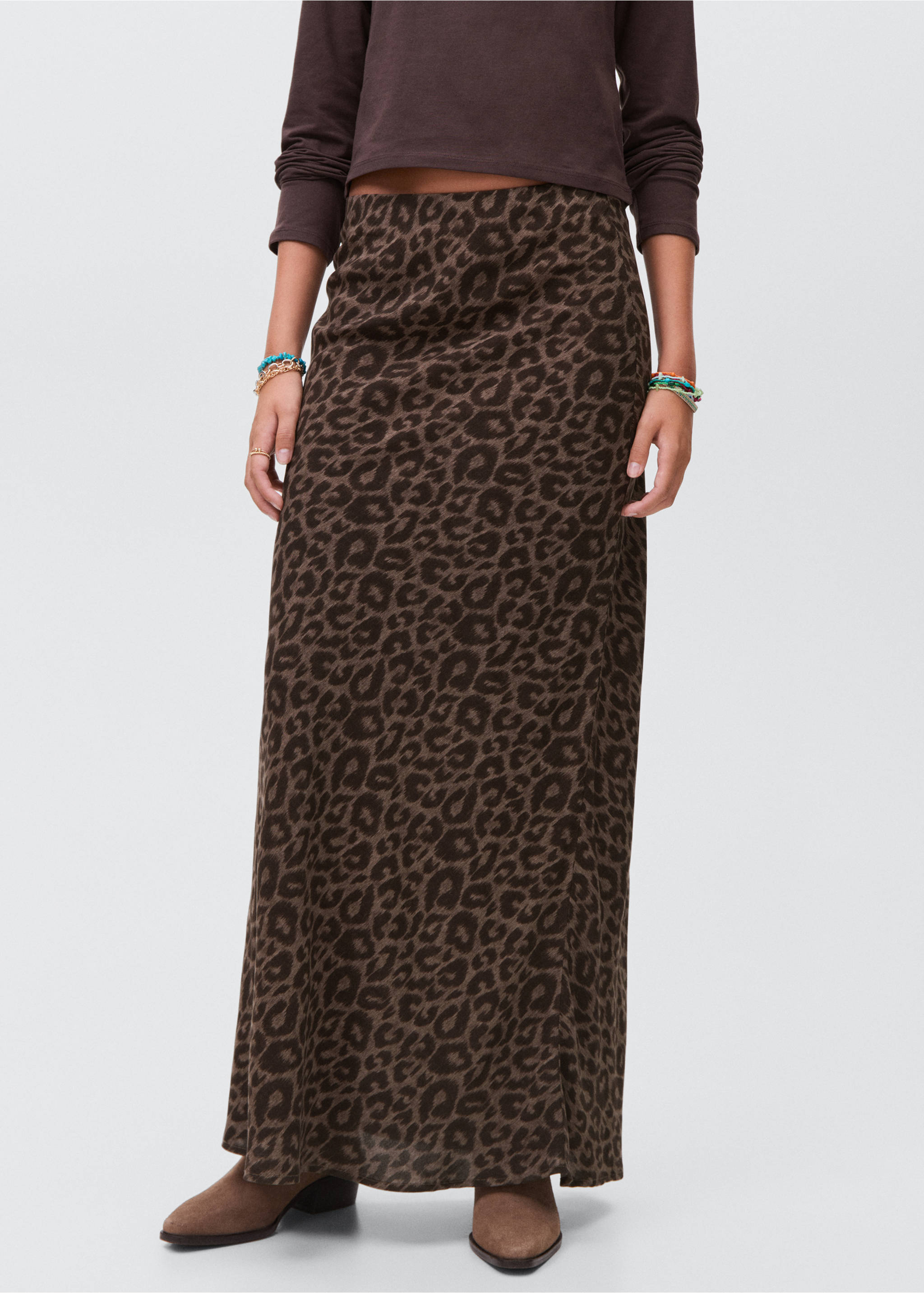 Long leopard-print skirt - Medium plane, Brown. Ref: 17046333-00.
