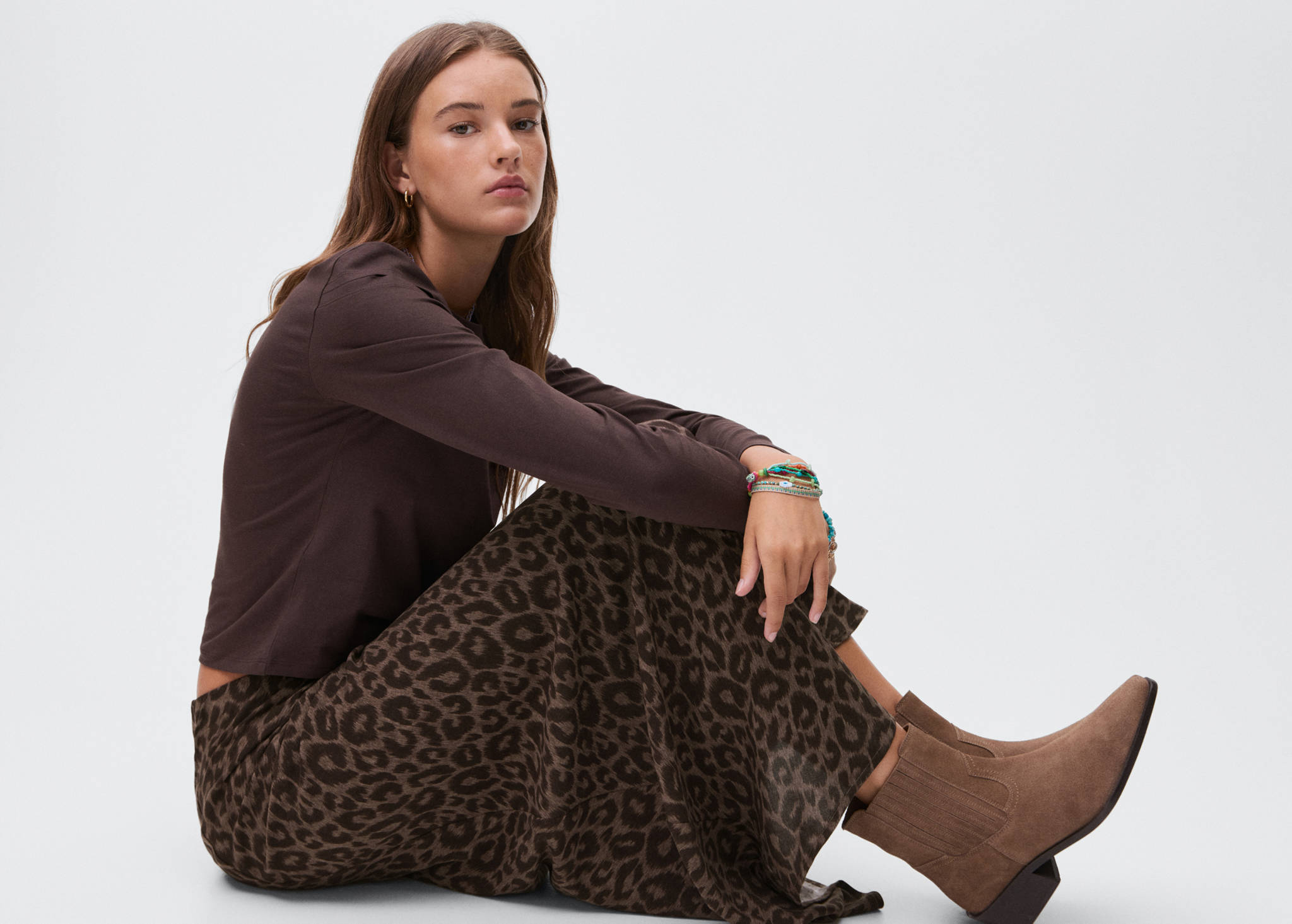 Long leopard-print skirt - Panoramic plane