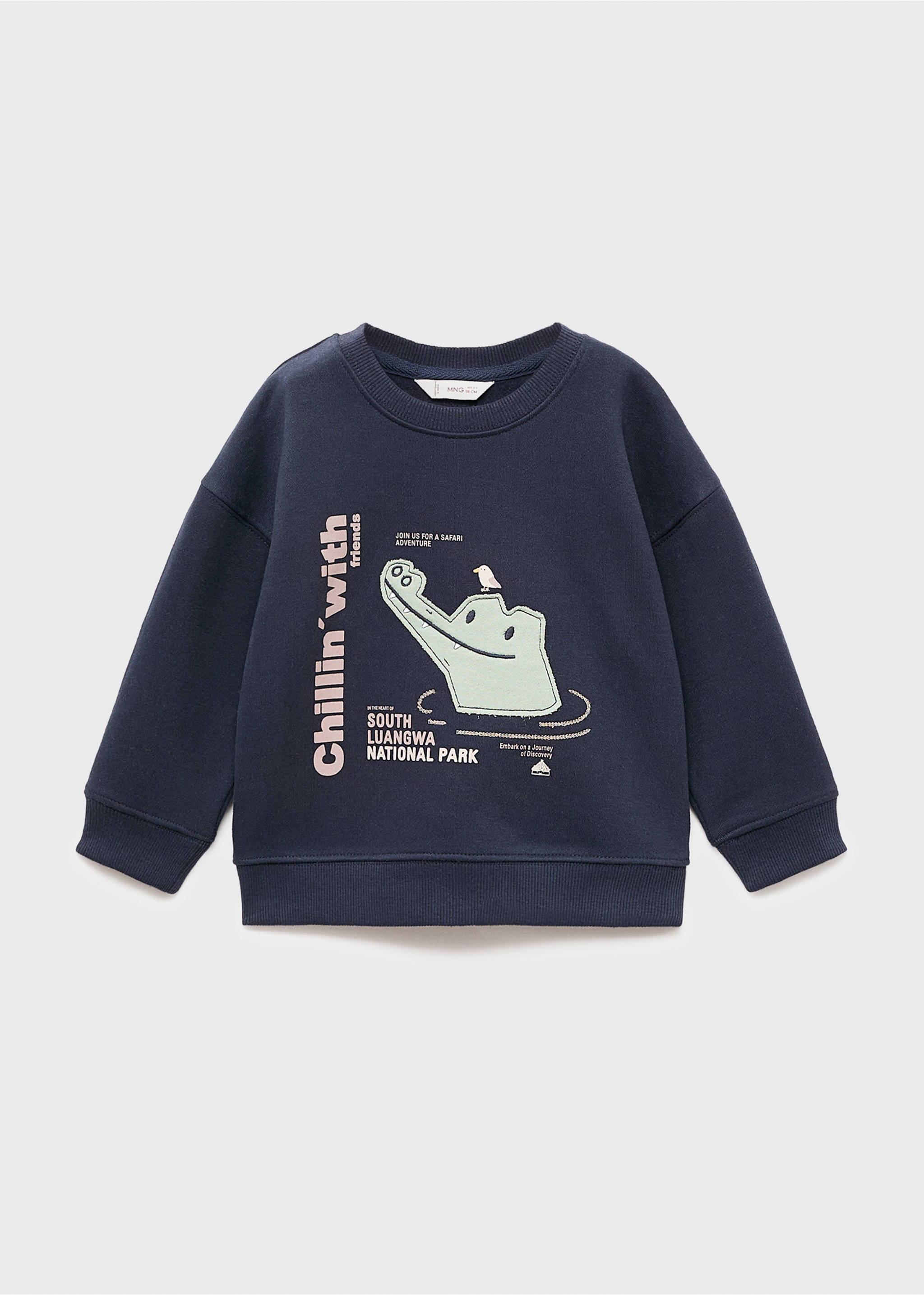 Printed embroidered sweatshirt - Article without model, Navy. Ref: 17046340-00.