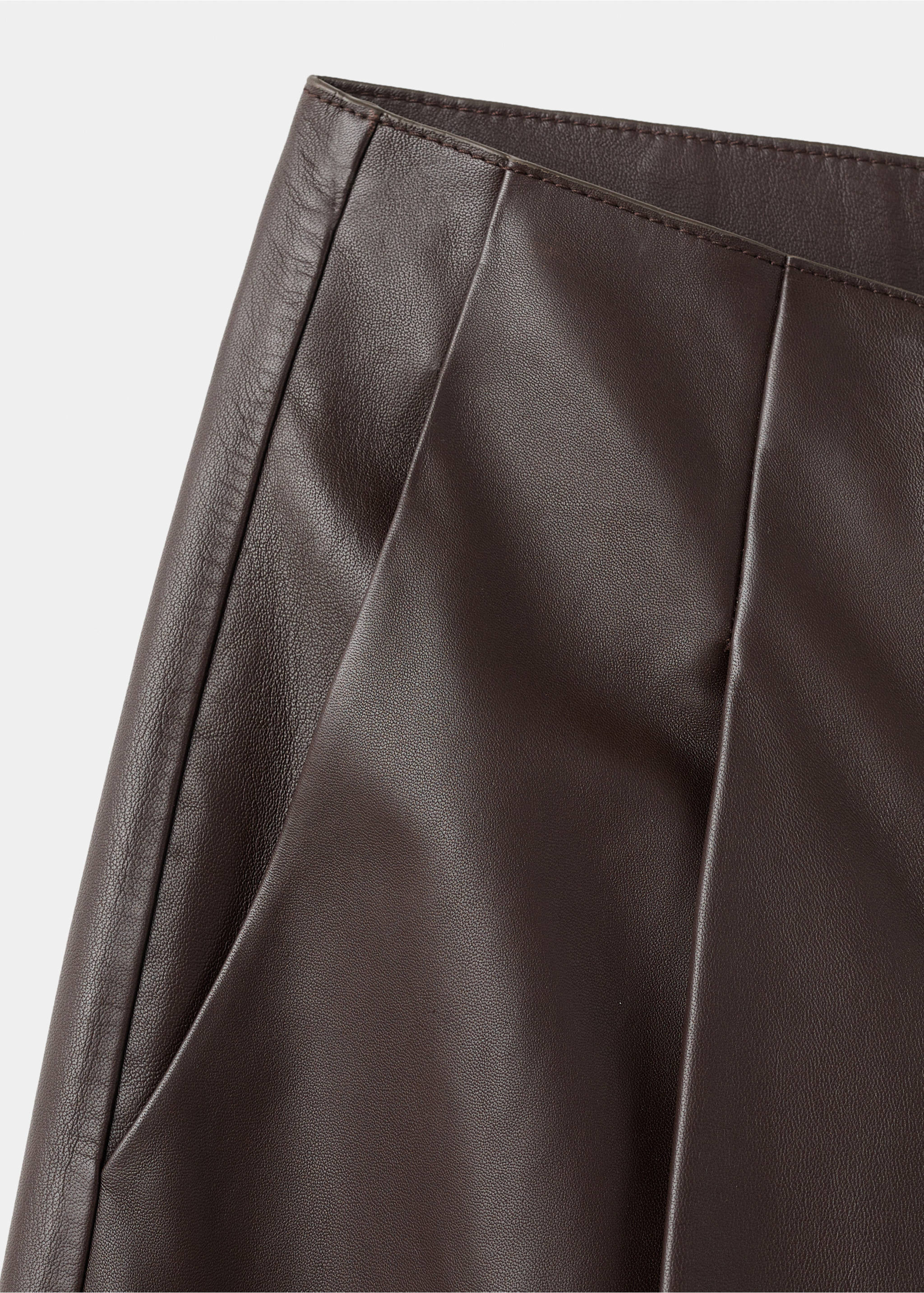 100% leather straight-leg trousers - Details of the article 8, Brown. Ref: 17046345-00.