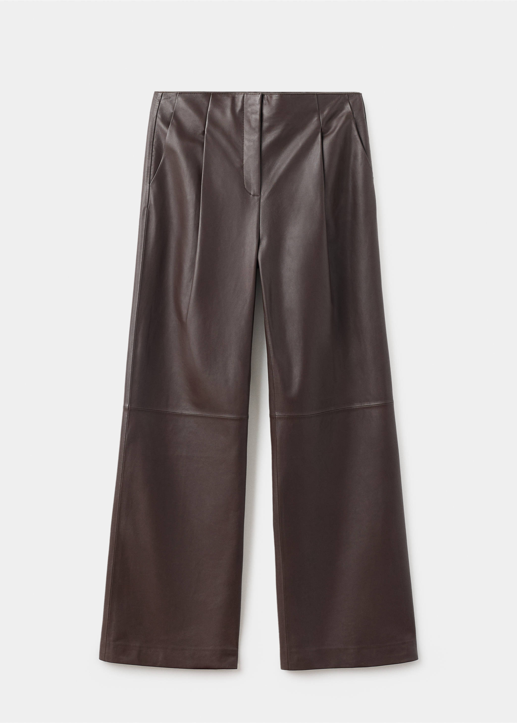 100% leather straight-leg trousers - Article without model, Brown. Ref: 17046345-00.