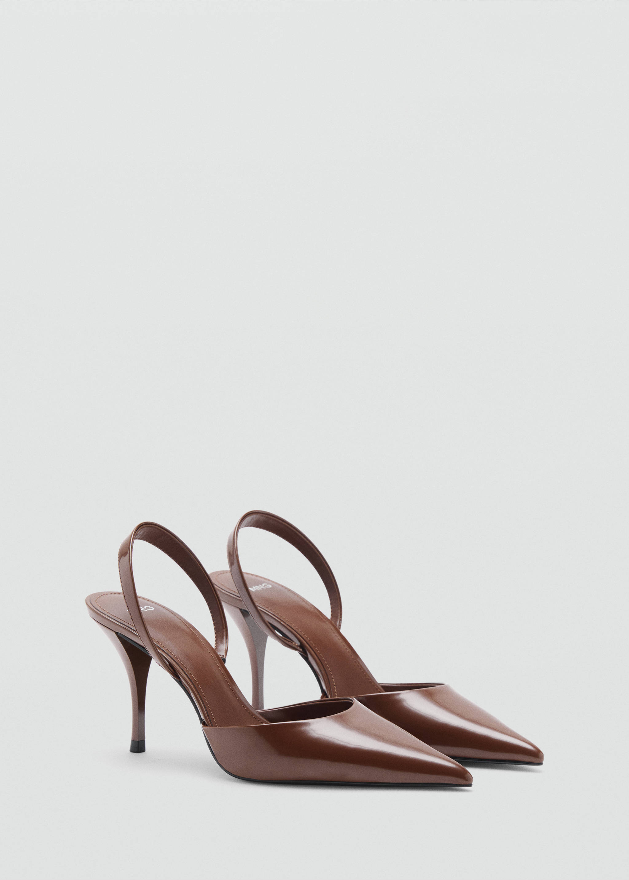 Patent leather pointed-toe court shoes - Medium plane, Cognac. Ref: 17046351-00.