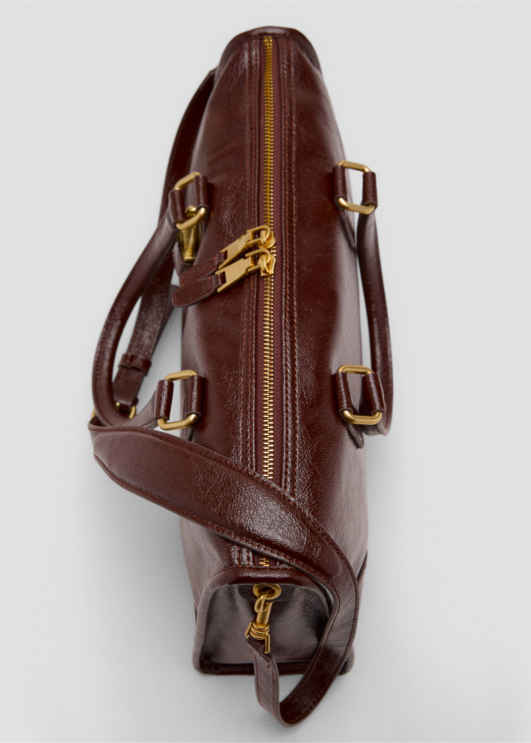 Glanzende tas met hengsels - Detail van het artikel 2, Chocoladebruin. Ref: 17046353-00.
