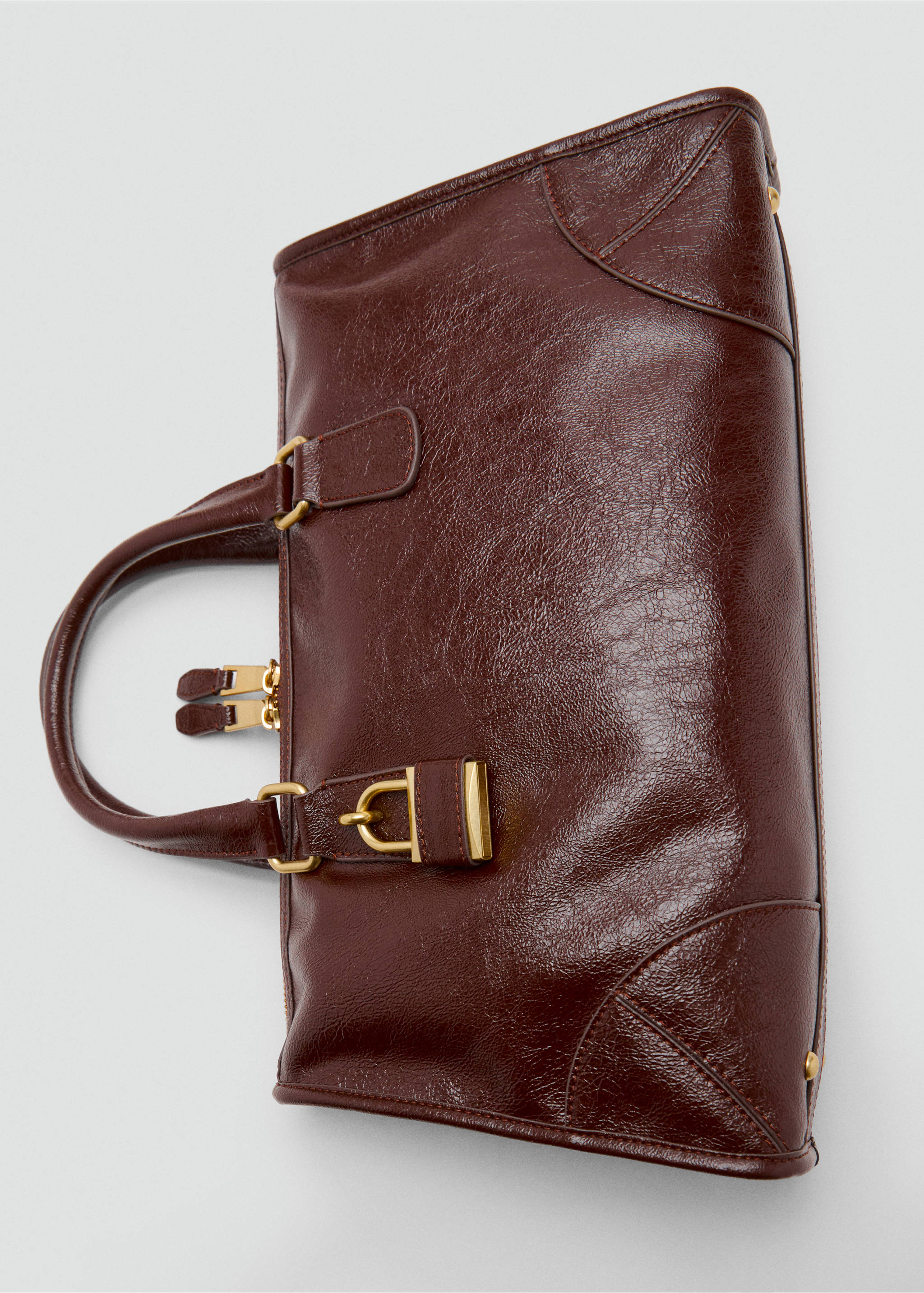Glanzende tas met hengsels - Detail van het artikel 4, Chocoladebruin. Ref: 17046353-00.