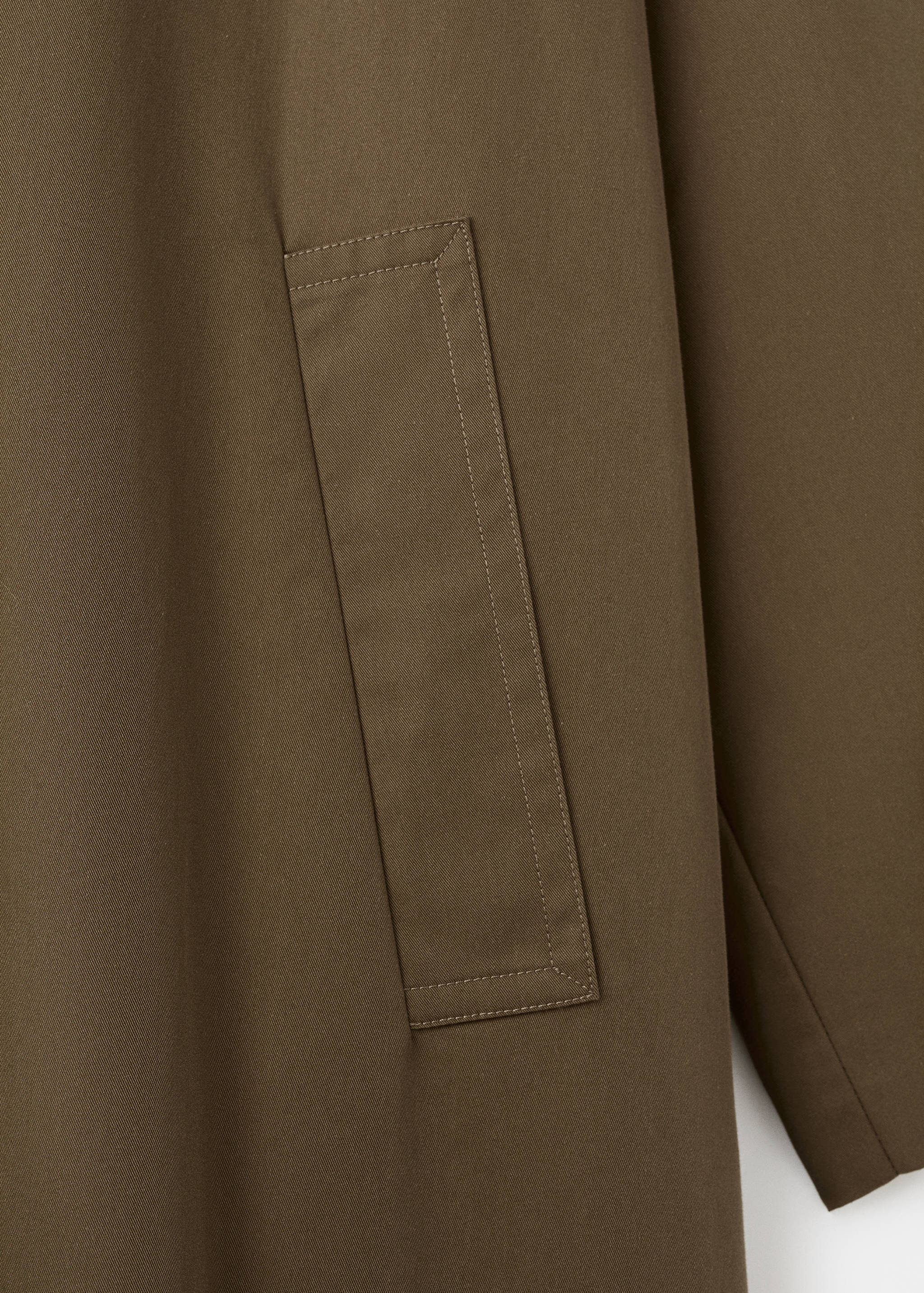 Long cotton trench coat with concealed buttons - Details of the article 0