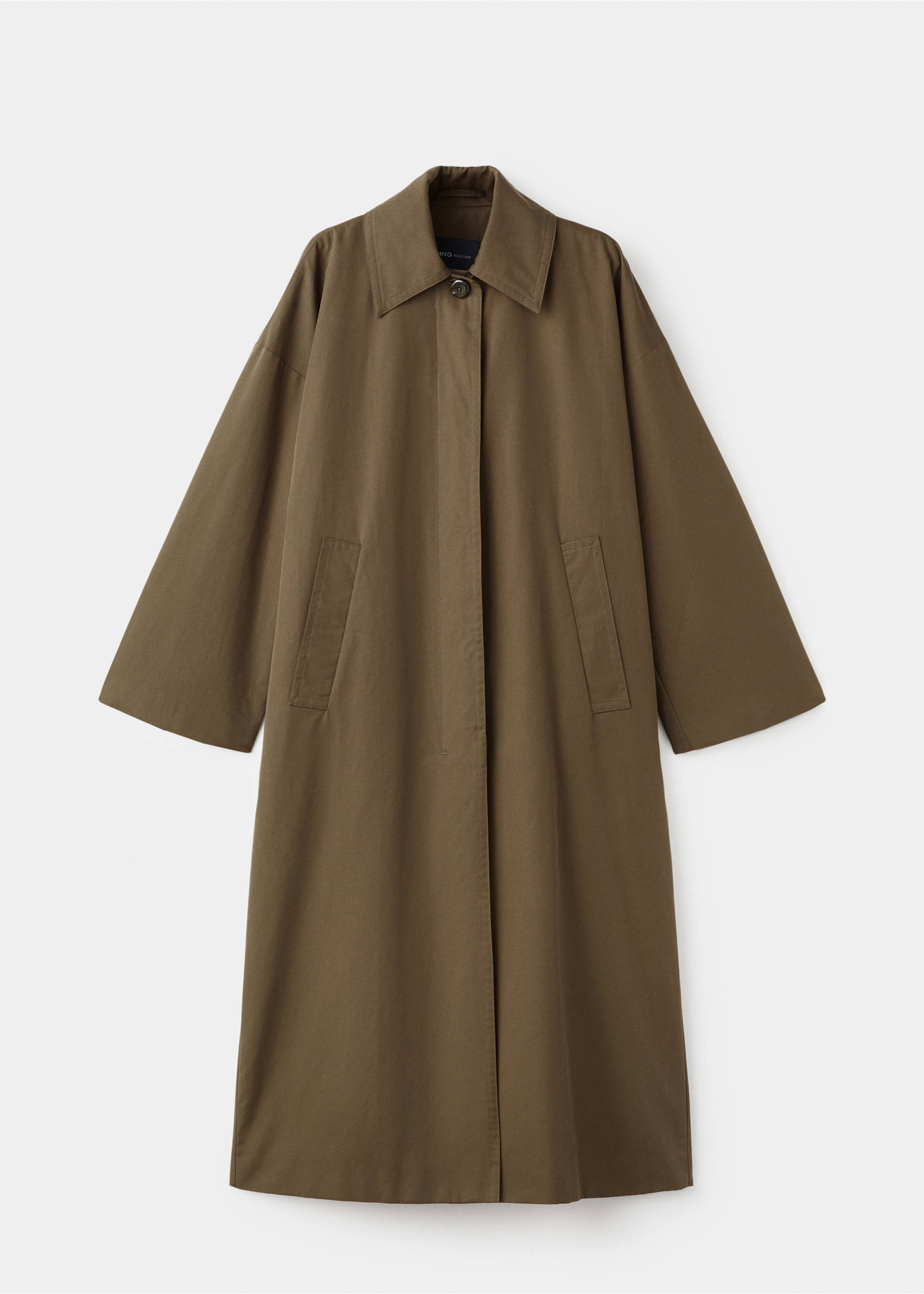 Long cotton trench coat with concealed buttons - Article without model, Medium Brown. Ref: 17046361-00.