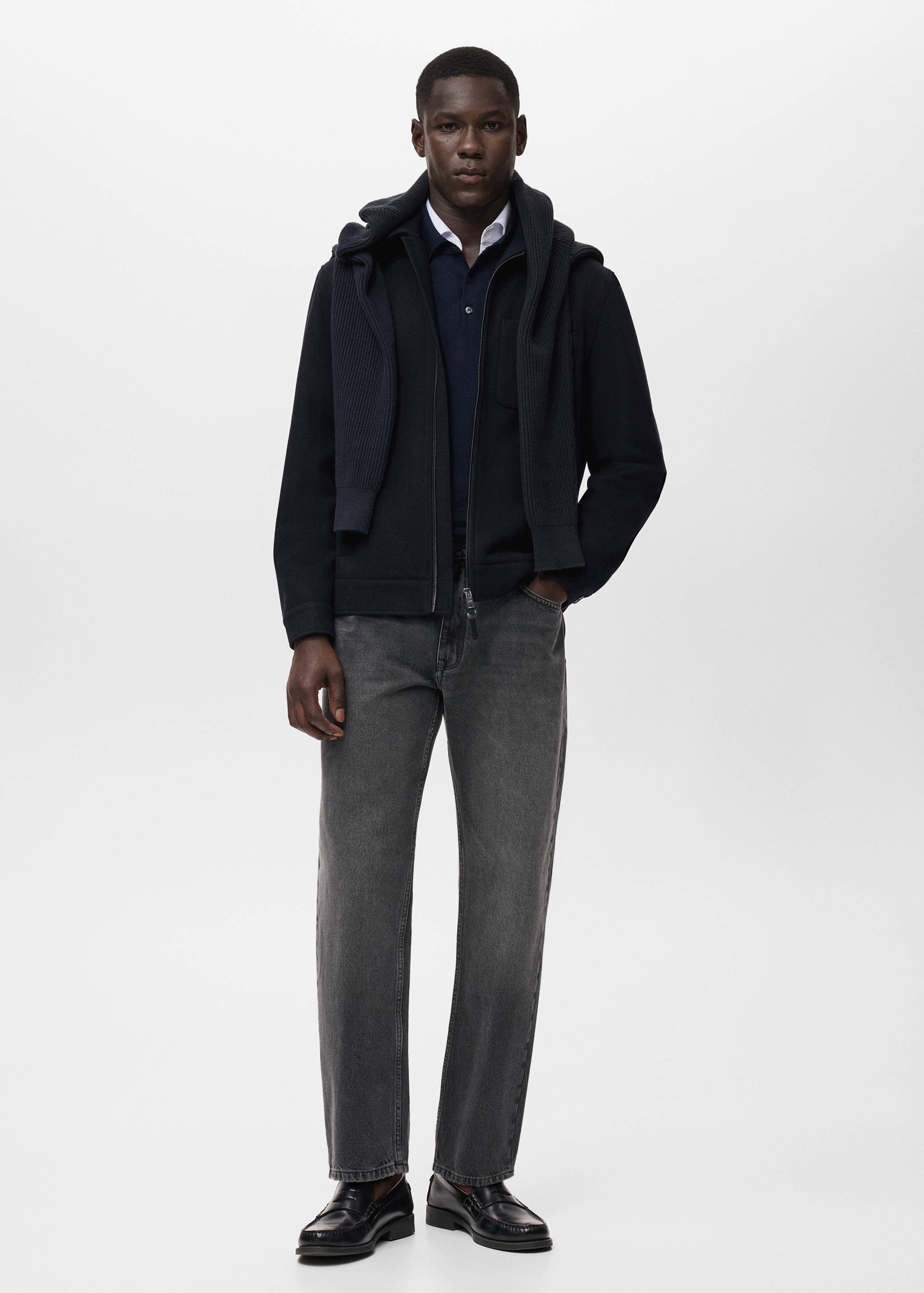 Wool-blend jacket with pocket - General plane