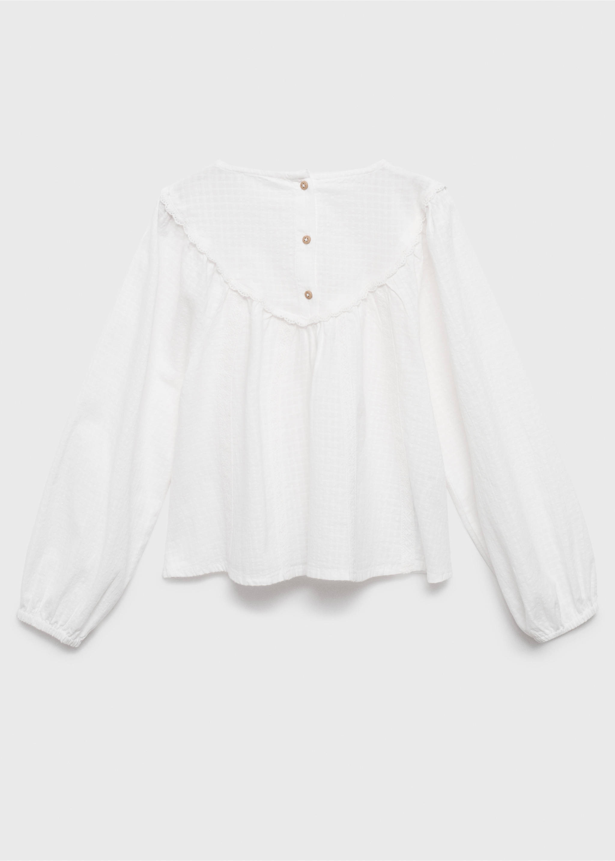 Blouse with lace trim details - Reverse of the article, White. Ref: 17046726-00.