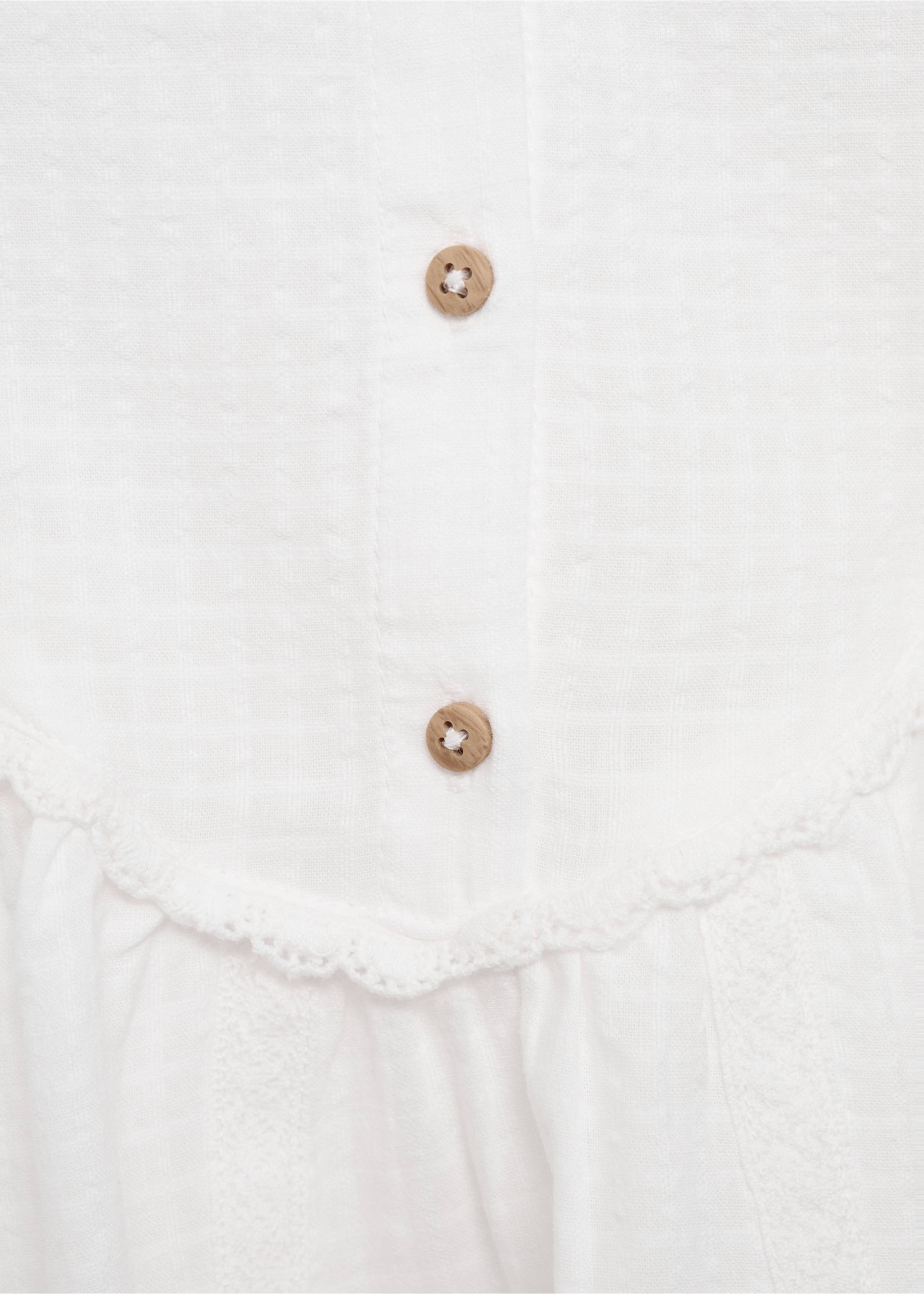 Blouse with lace trim details - Details of the article 8, White. Ref: 17046726-00.