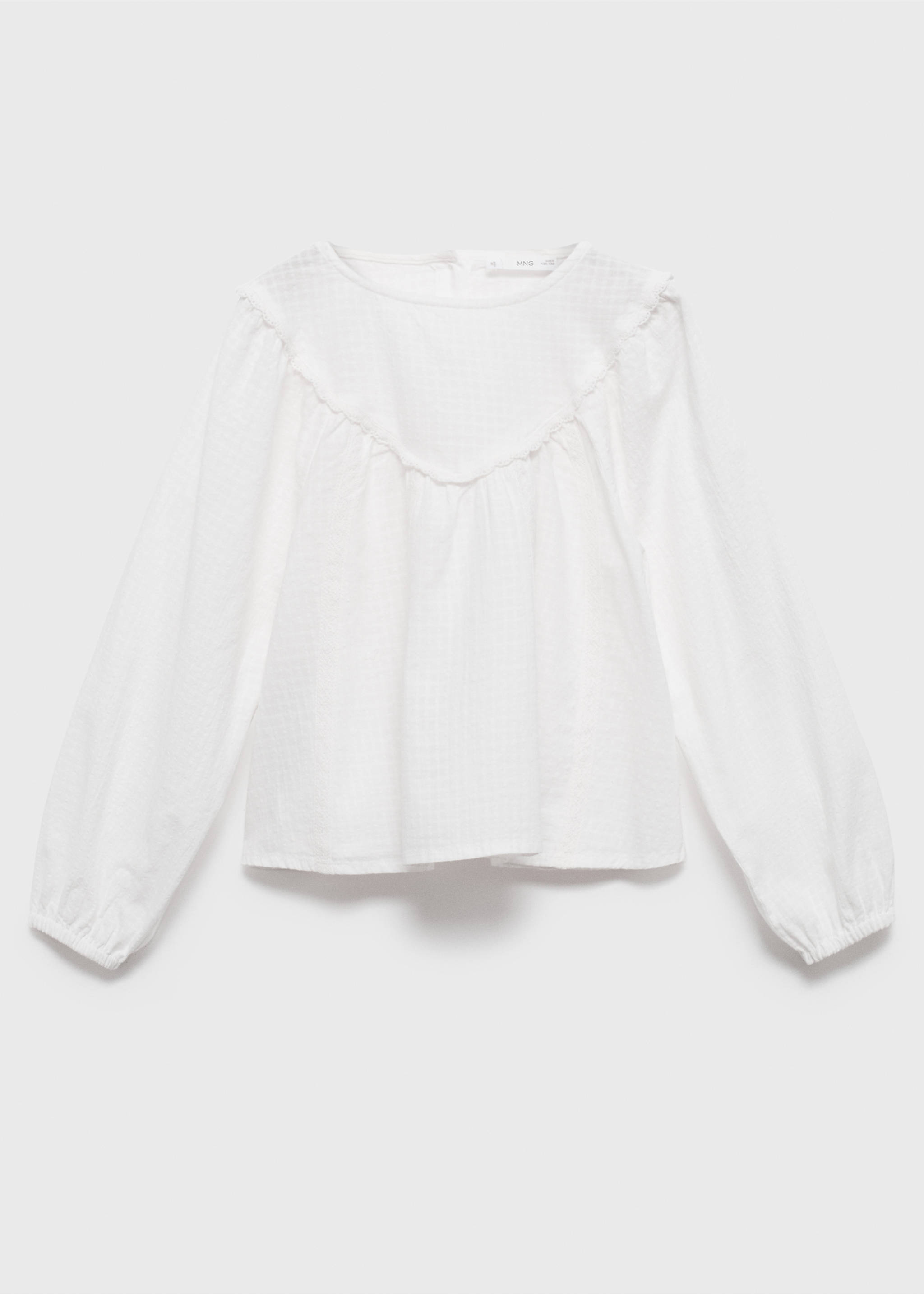 Blouse with lace trim details - Article without model, White. Ref: 17046726-00.