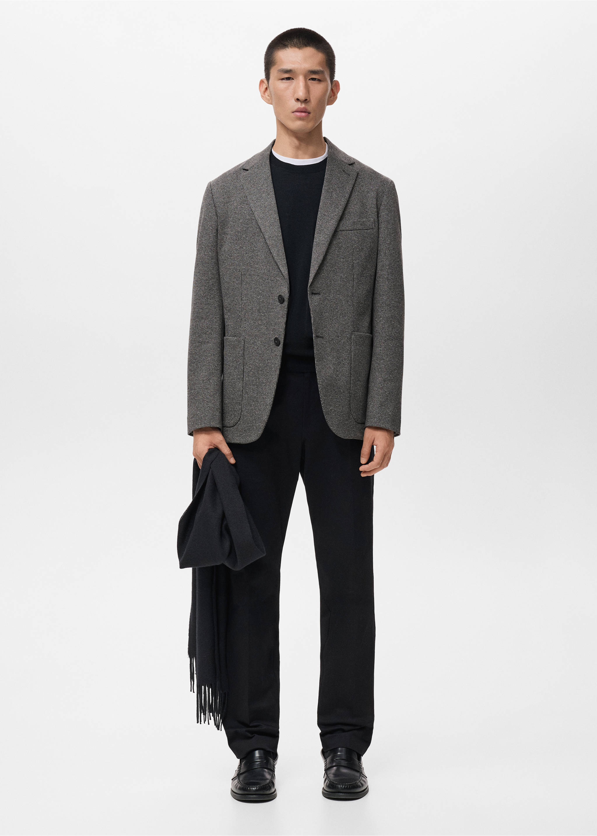 Slim fit microstructure blazer - General plane, Medium Heather Grey. Ref: 17046732-00.