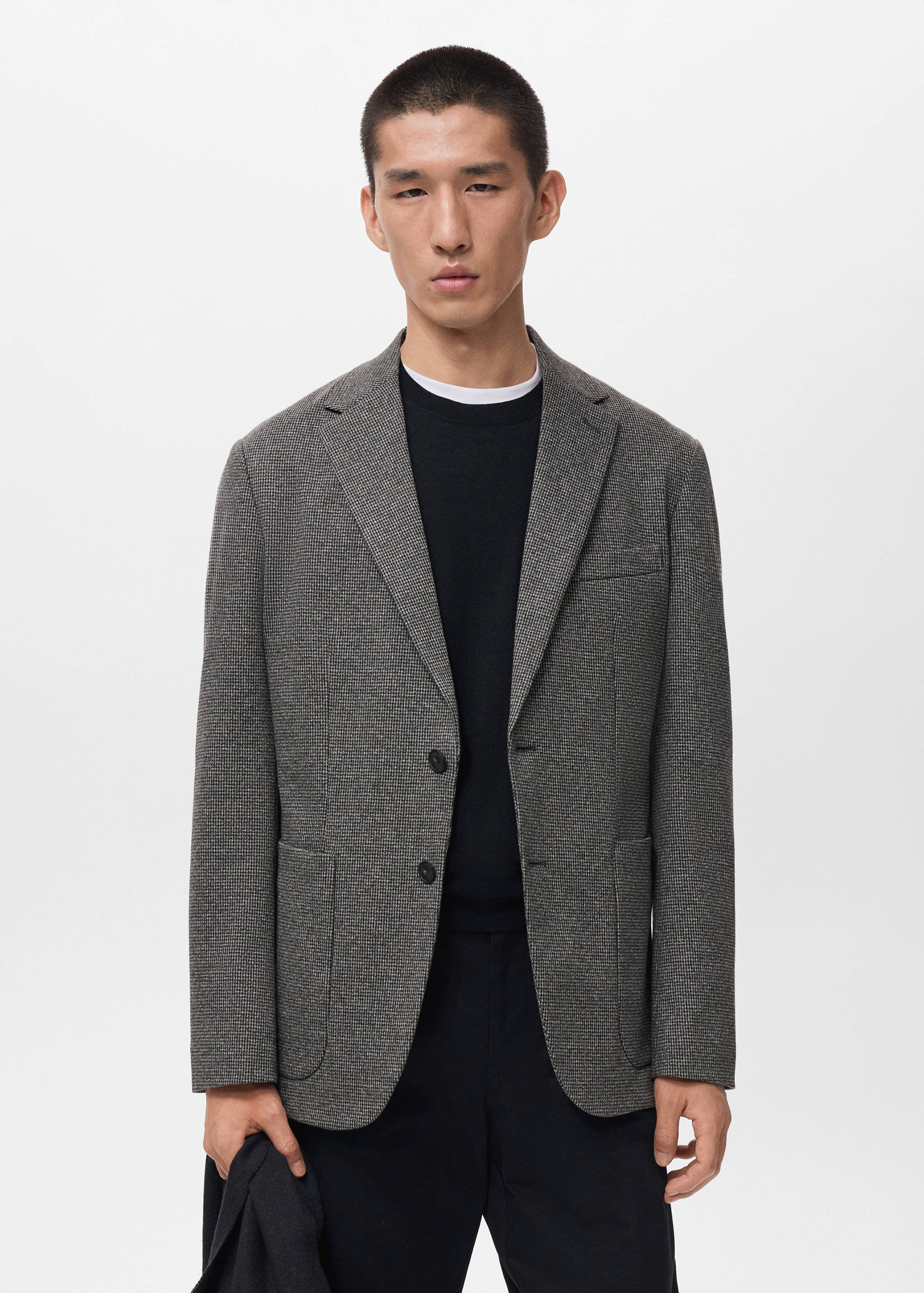 Slim fit microstructure blazer - Medium plane