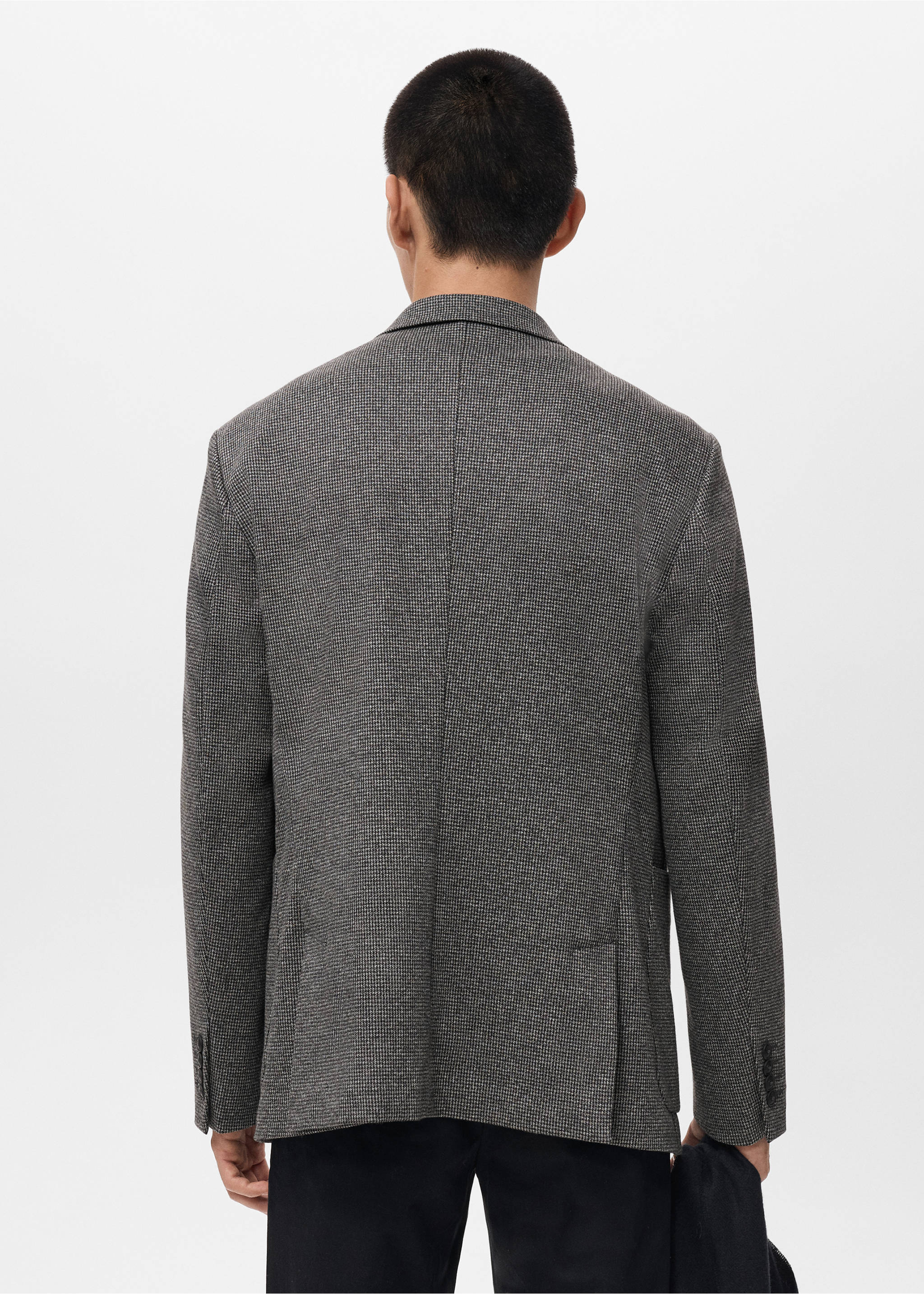Slim fit microstructure blazer - Reverse of the article, Medium Heather Grey. Ref: 17046732-00.