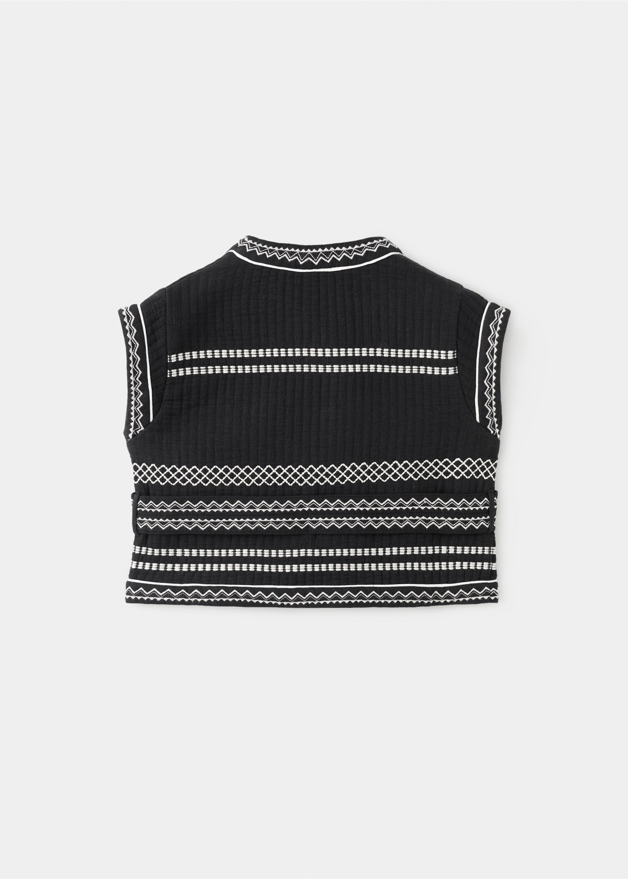 Embroidered waistcoat with belt - Reverse of the article, Black. Ref: 17046738-00.