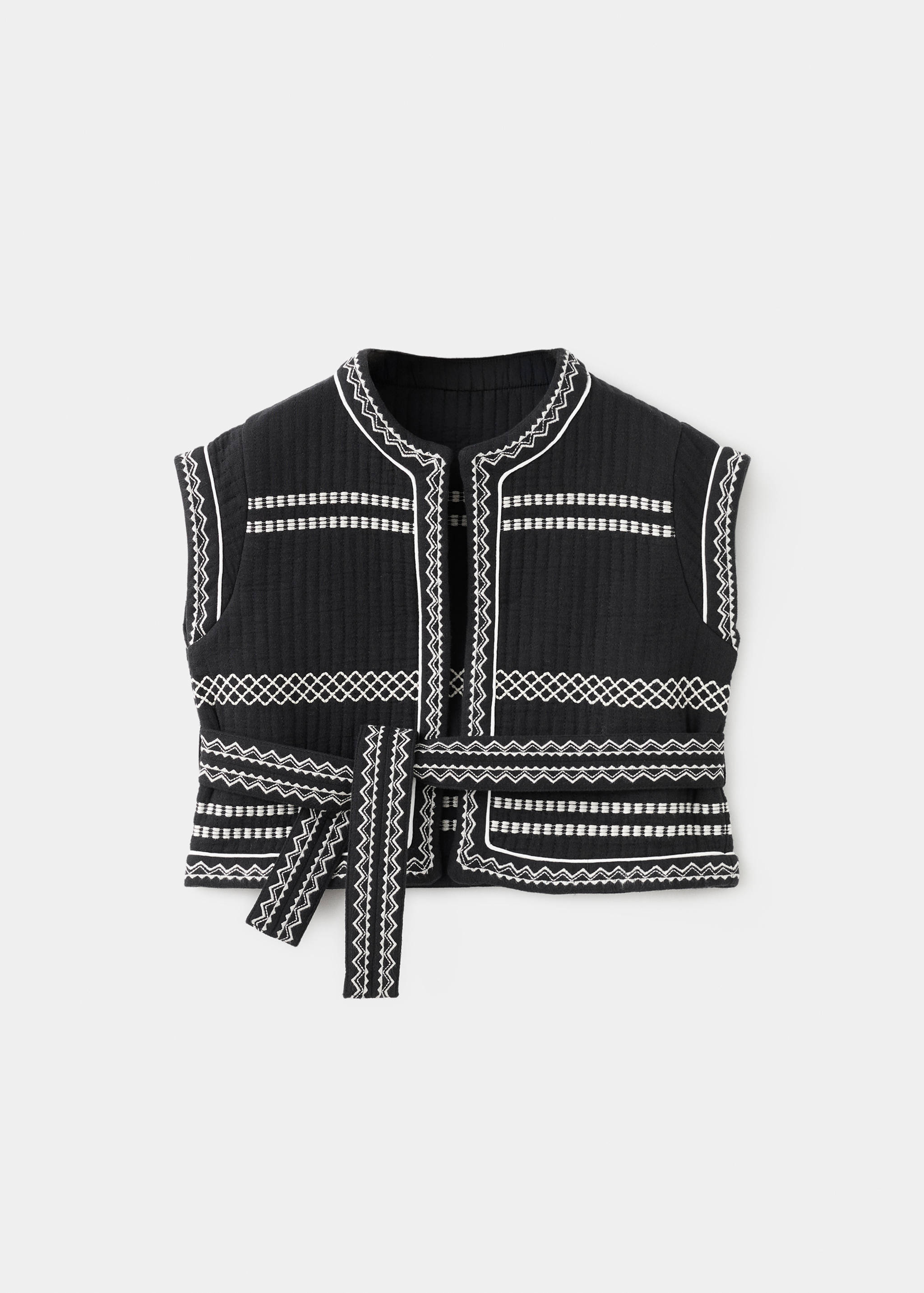Embroidered waistcoat with belt - Article without model