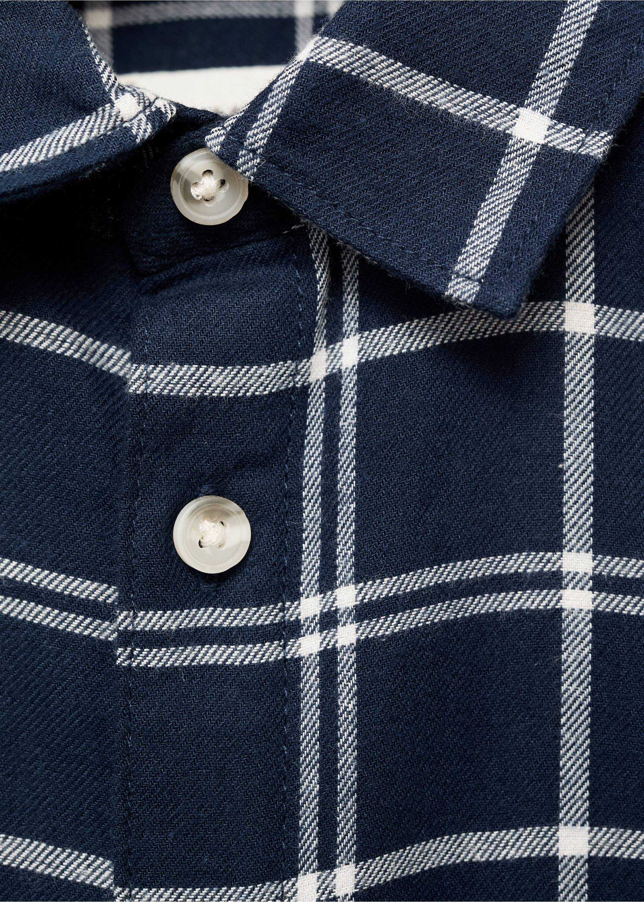 Cotton check shirt - Details of the article 8, Navy. Ref: 17047123-00.