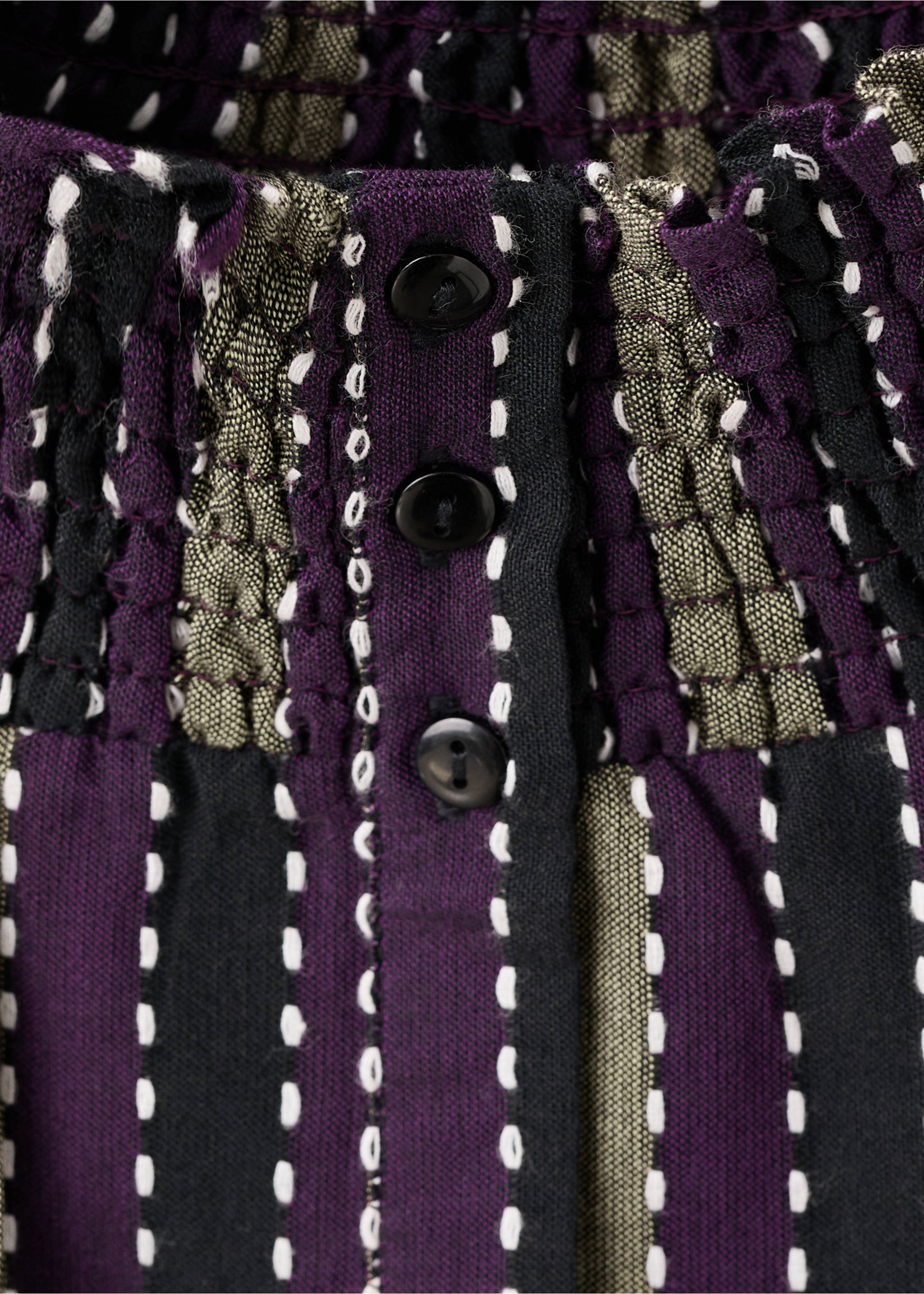 Gestreifte Bluse mit Stickdetails - Detail des Artikels 8, Lila. Ref: 17047124-00.