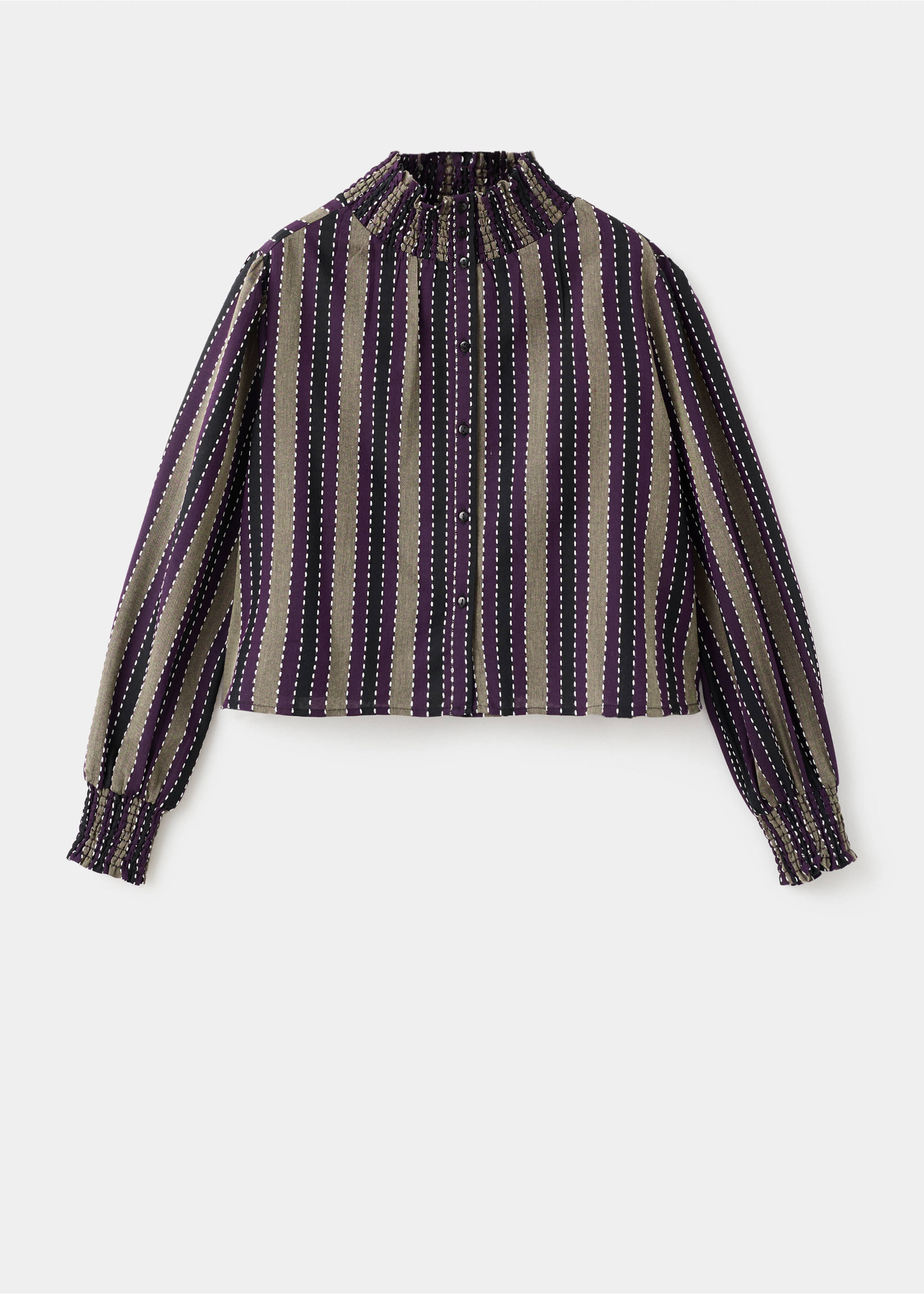 Gestreifte Bluse mit Stickdetails - Artikel ohne Model, Lila. Ref: 17047124-00.