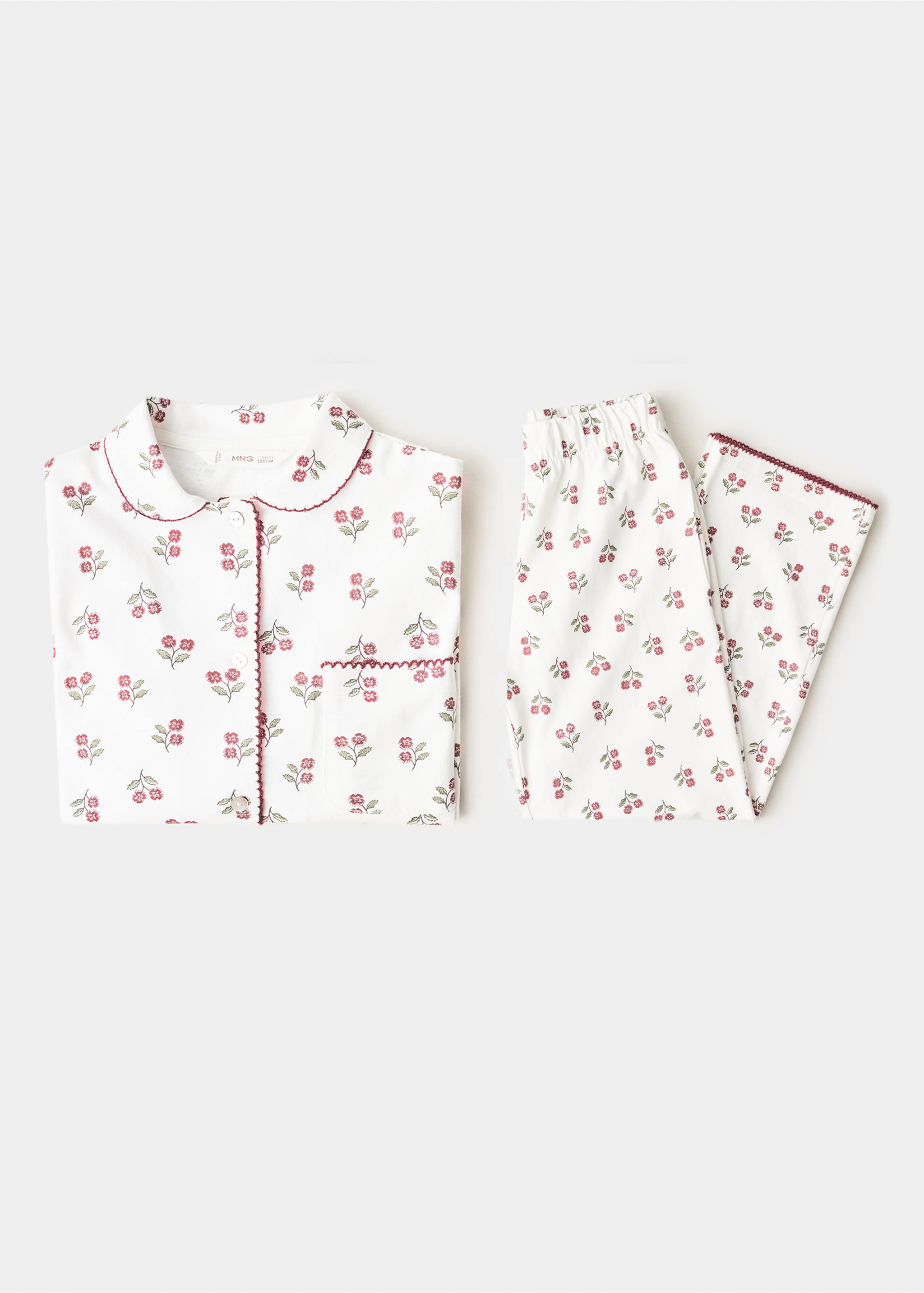 Printed long pyjamas - Details of the article 8, Off White. Ref: 17047128-00.