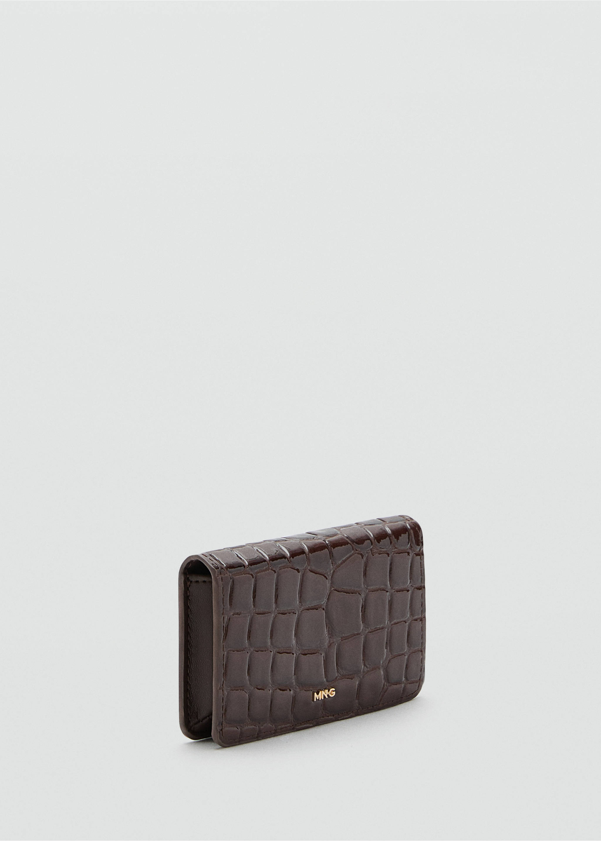 Small shiny croc-effect wallet - Medium plane, Chocolate. Ref: 17047130-00.