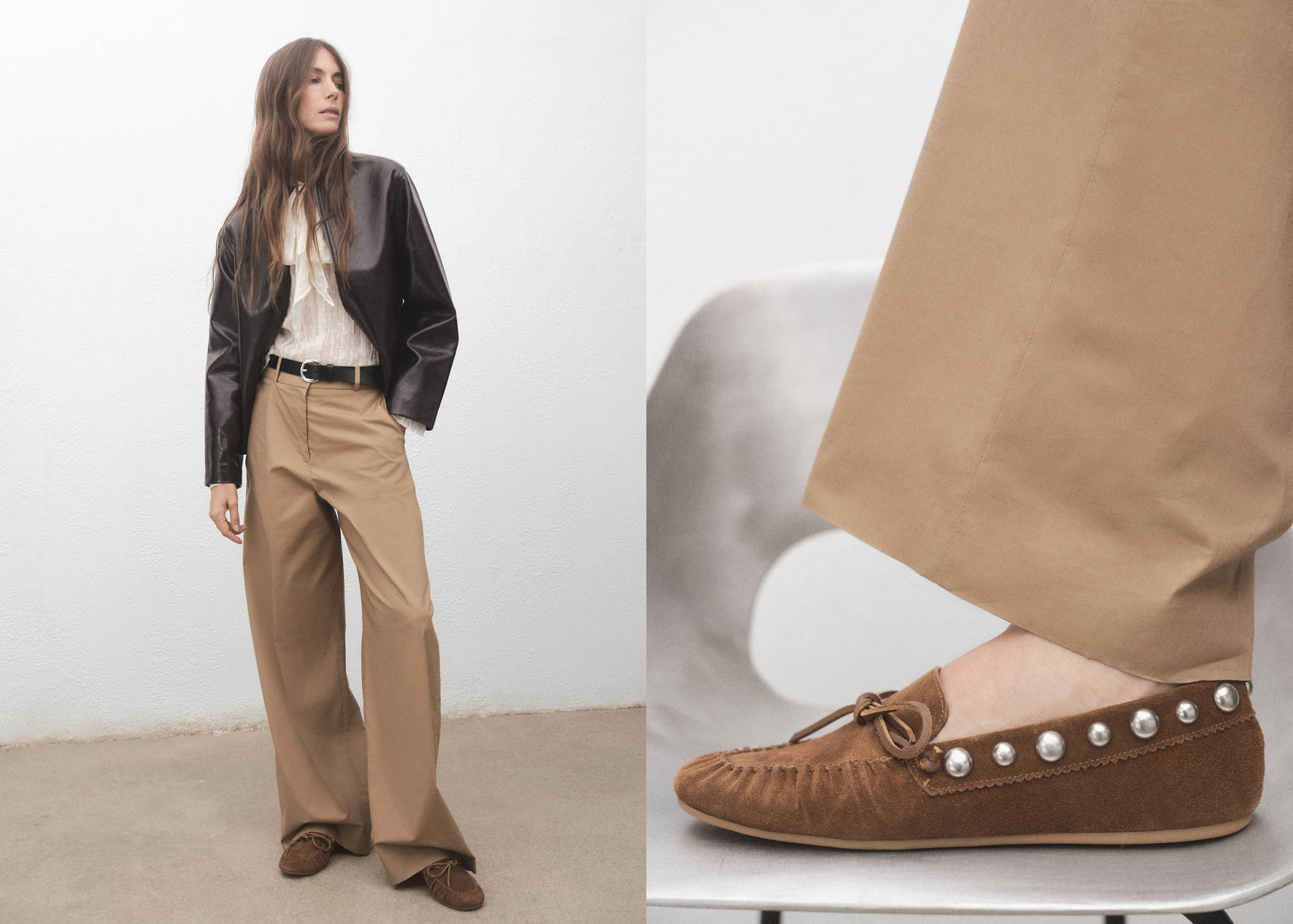 Suede moccasin with studs - Panoramic plane