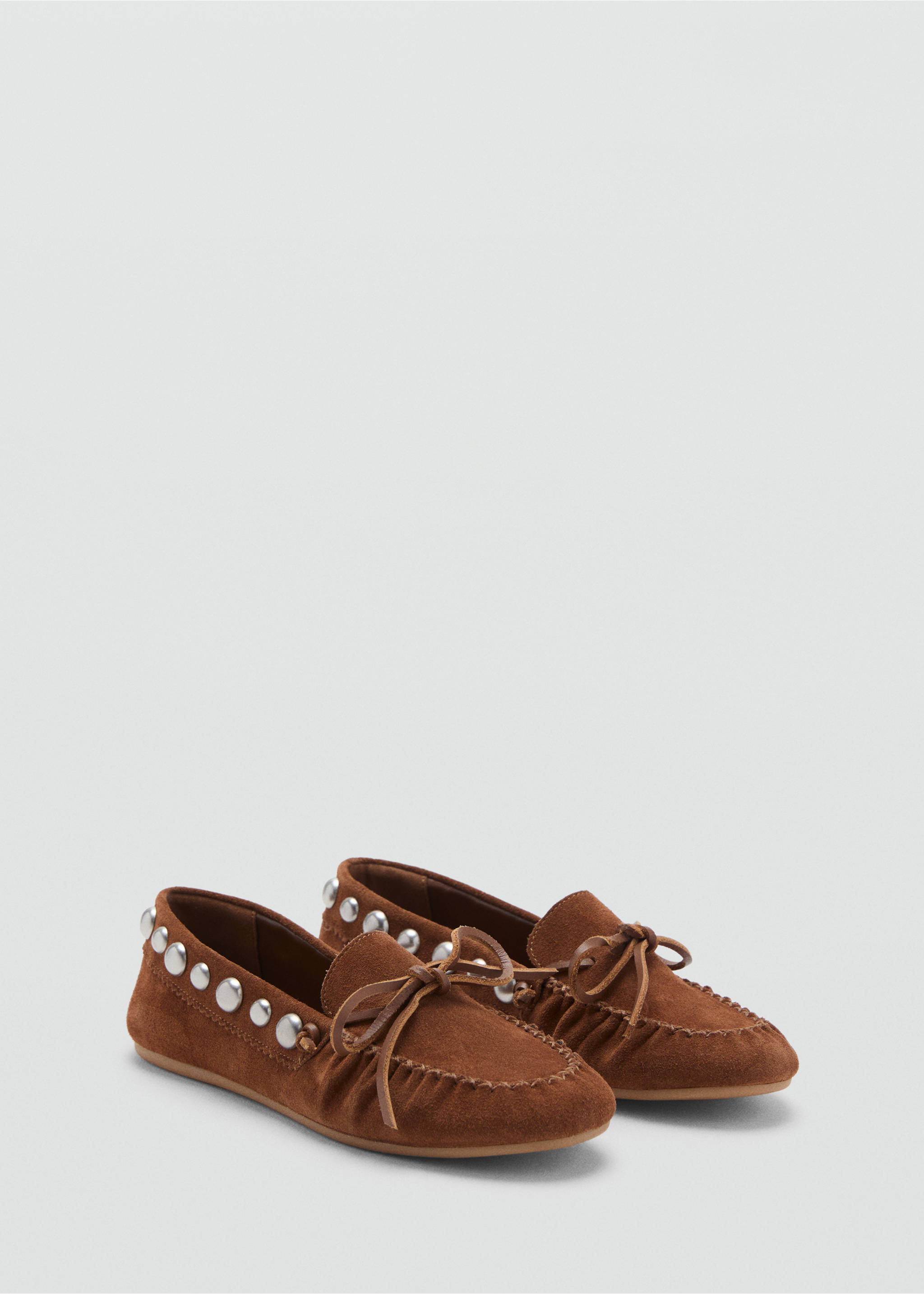 Suede moccasin with studs - Medium plane, Medium Brown. Ref: 17047131-00.