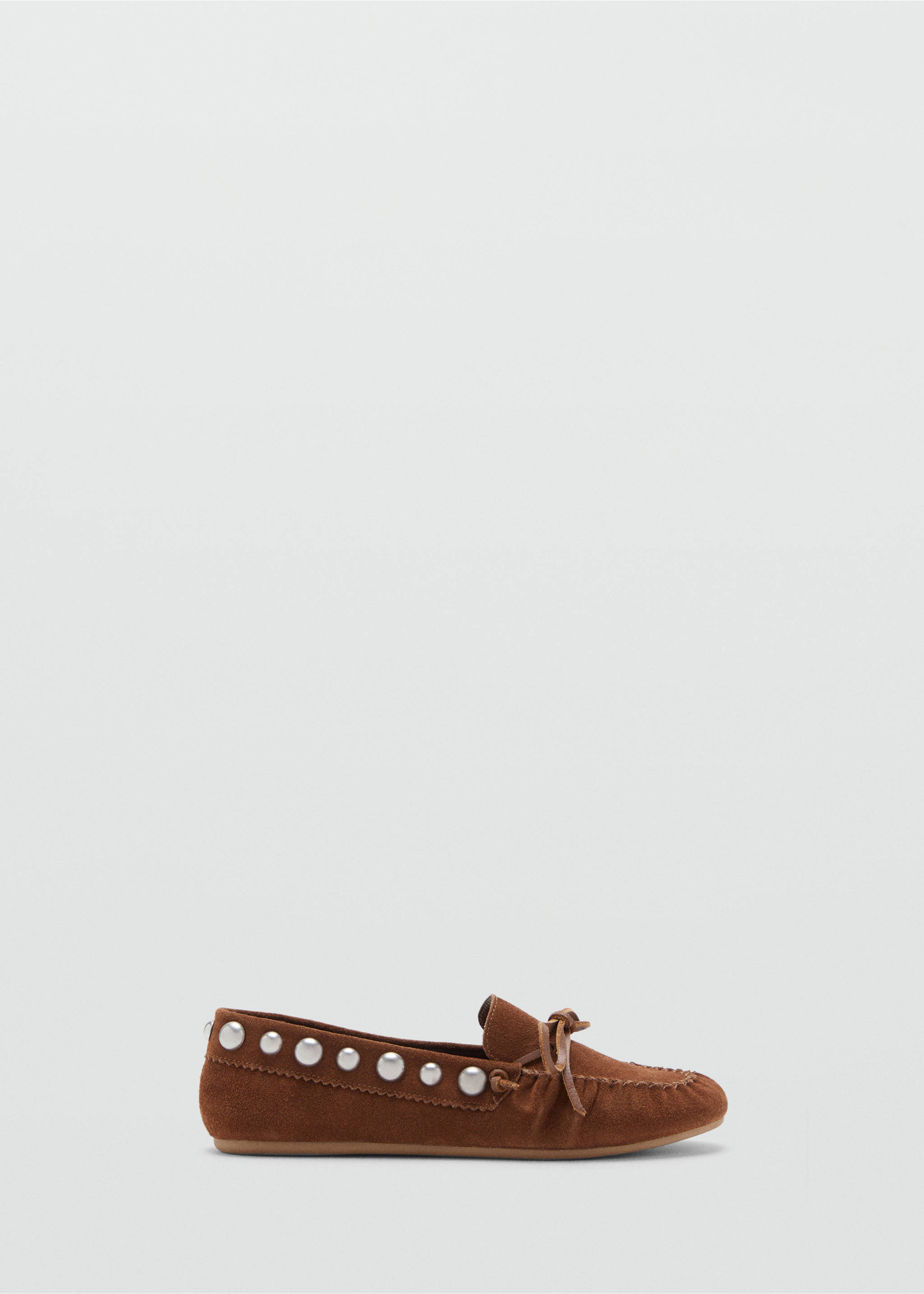 Suede moccasin with studs - Article without model, Medium Brown. Ref: 17047131-00.