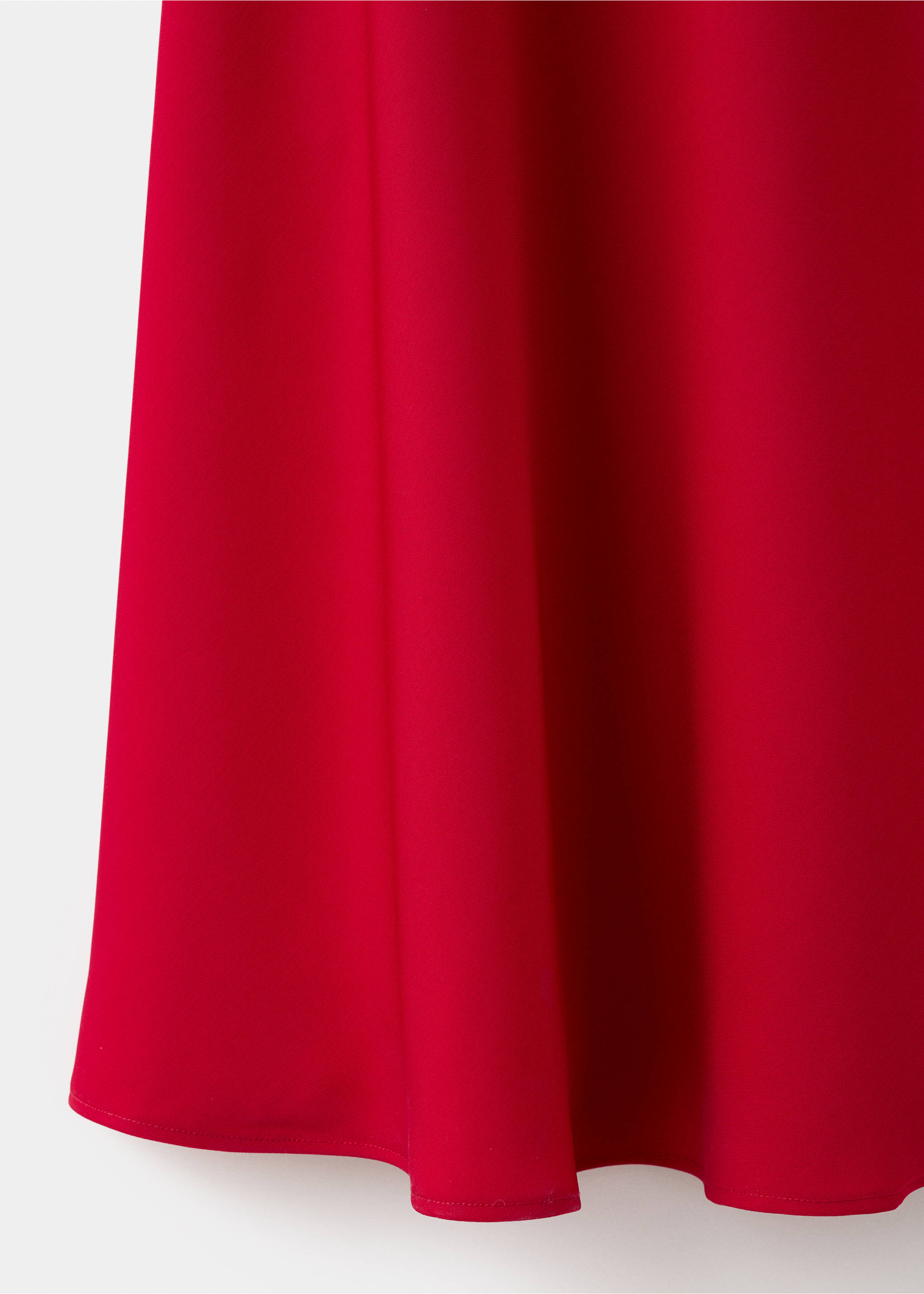 A-line dress with asymmetrical neckline - Details of the article 0, Red. Ref: 17047137-00.