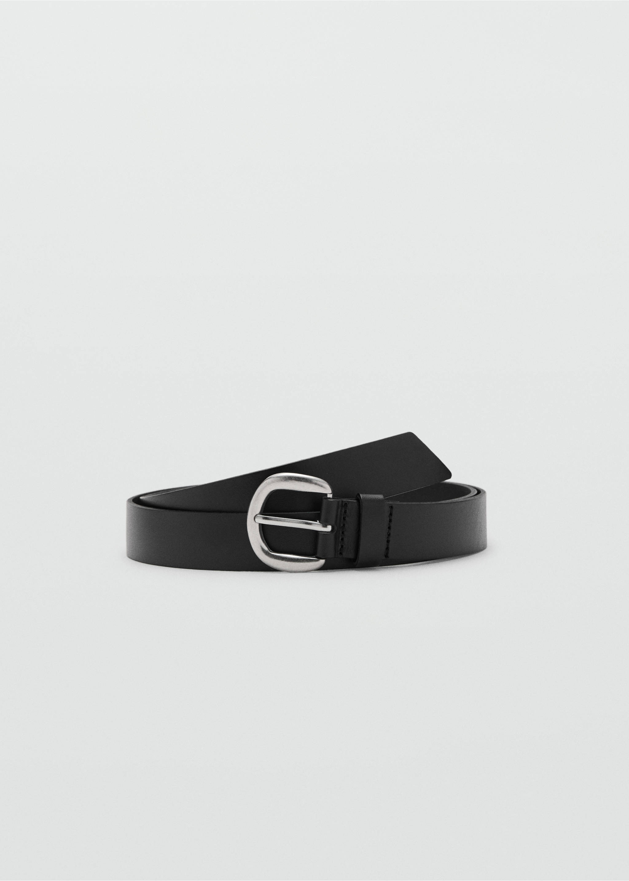 Rounded buckle leather belt - Article without model, Black. Ref: 17047138-00.