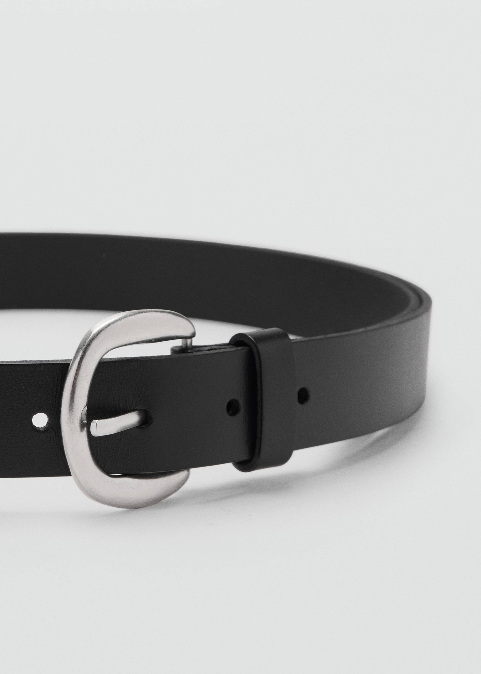Rounded buckle leather belt - Medium plane