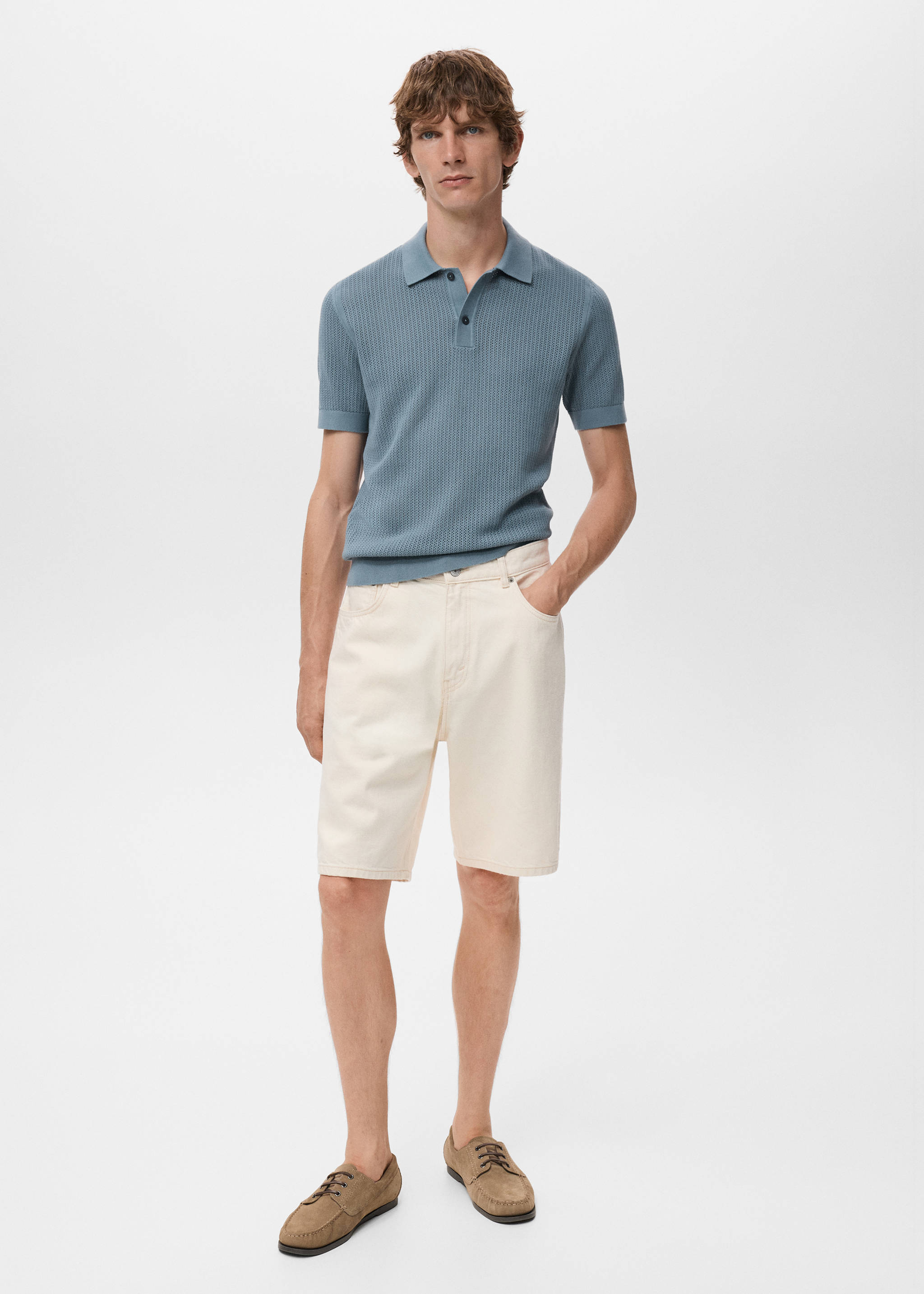 Polo de malha rendada de algodão - Plano geral