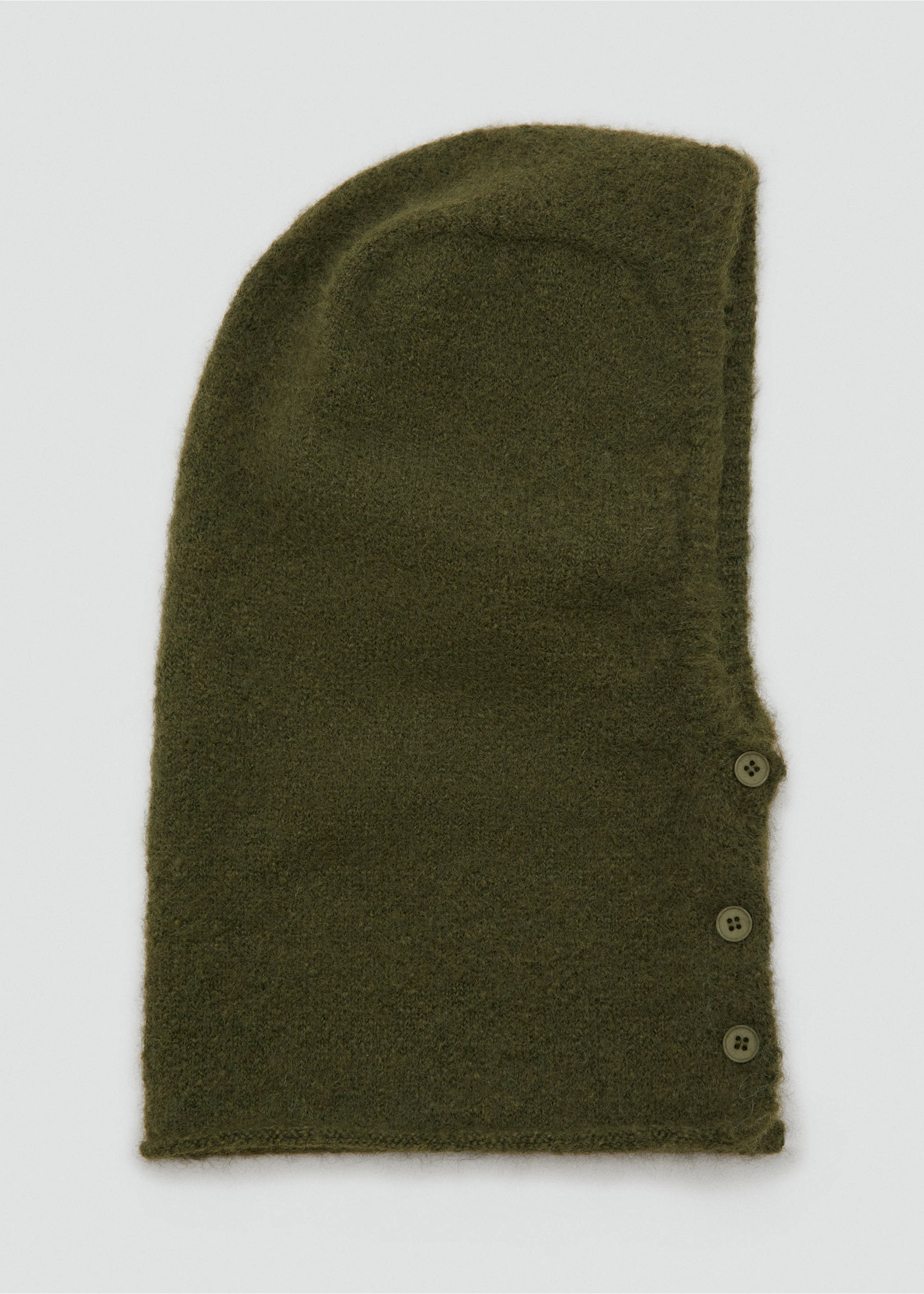 Strick-Balaclava mit Knöpfen - Artikel ohne Model, Khaki. Ref: 17047765-00.