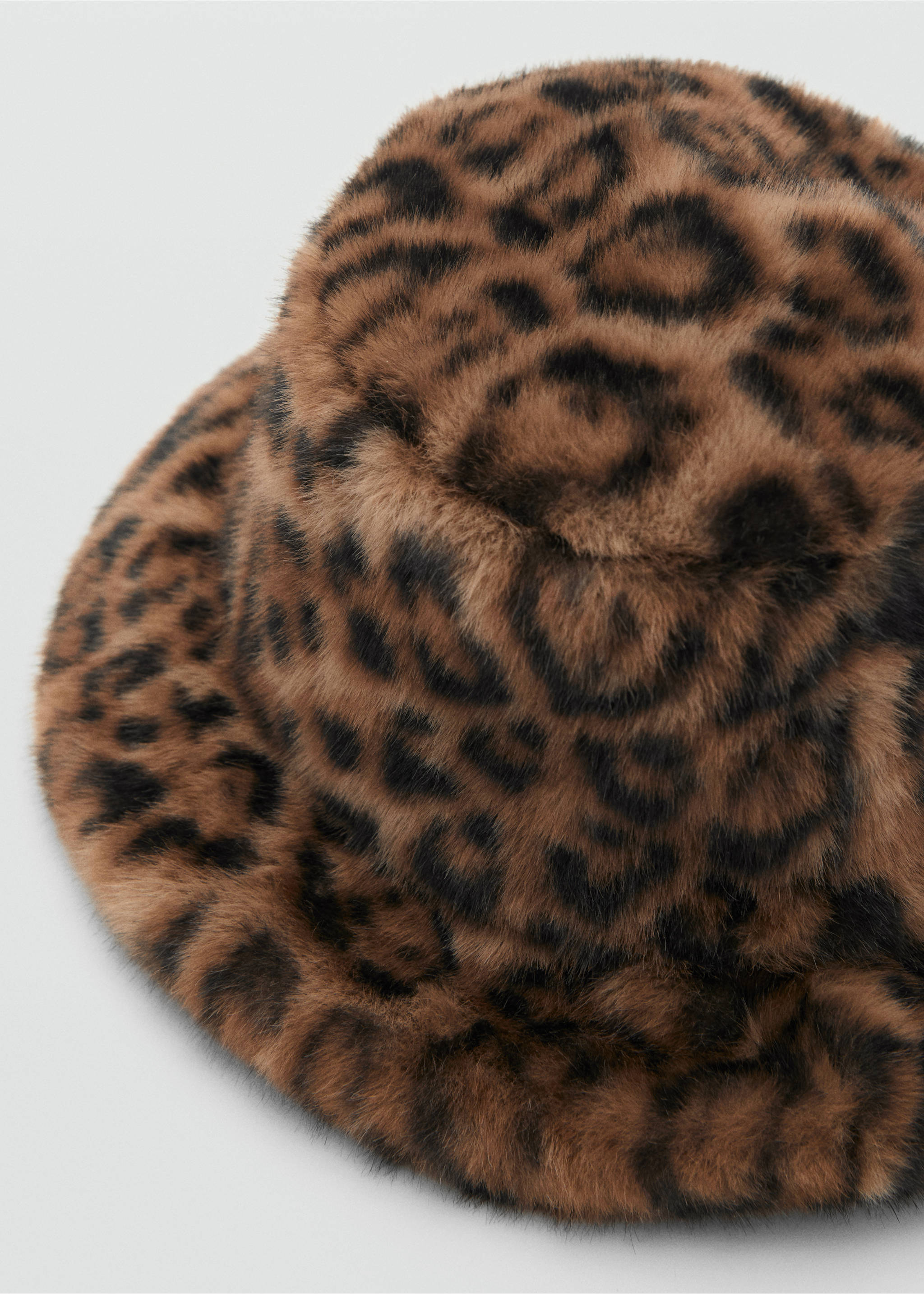 Leopard faux-fur bucket hat - Medium plane, Brown. Ref: 17047766-00.