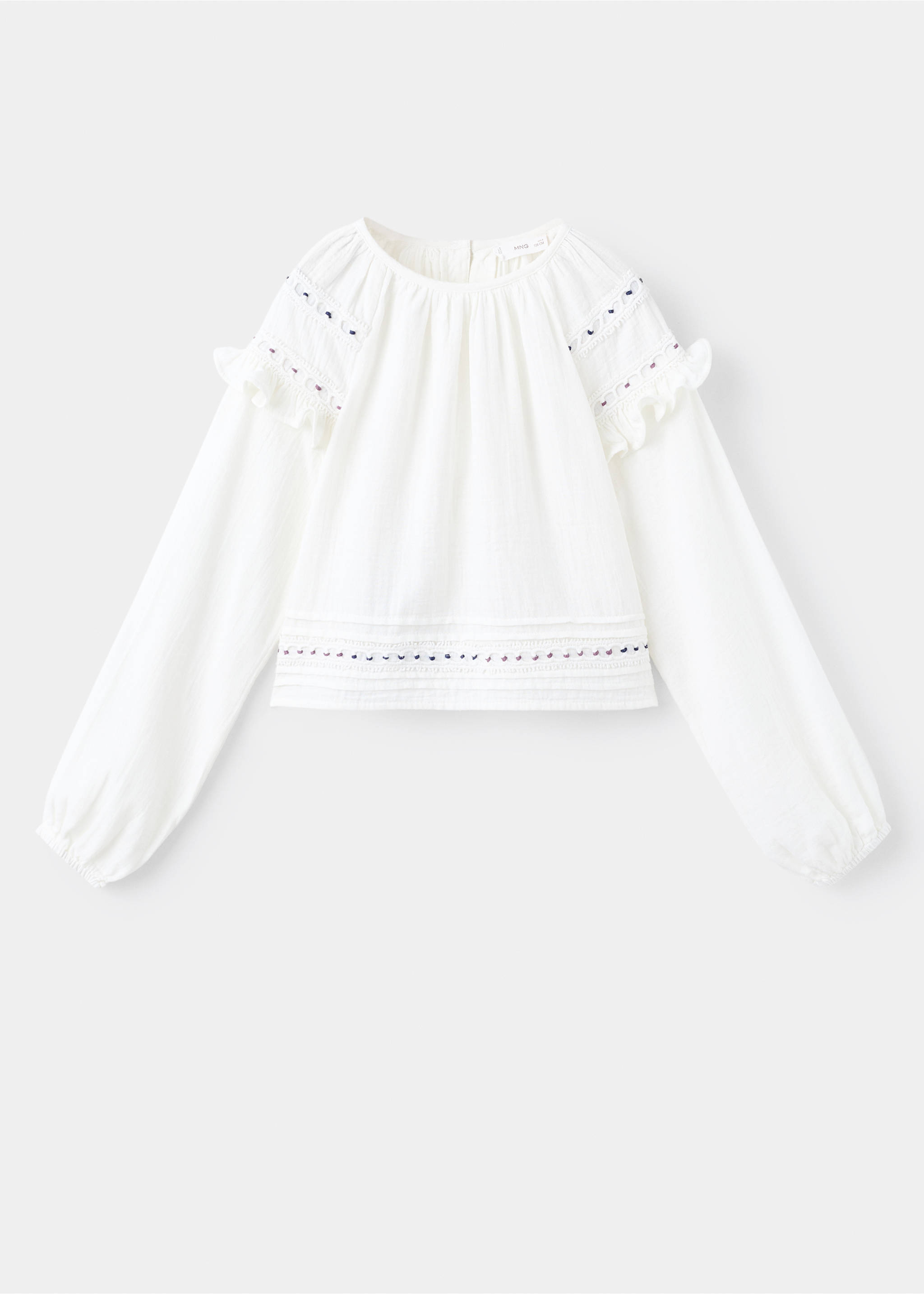 Embroidered cotton blouse - Article without model, Ecru. Ref: 17047767-00.