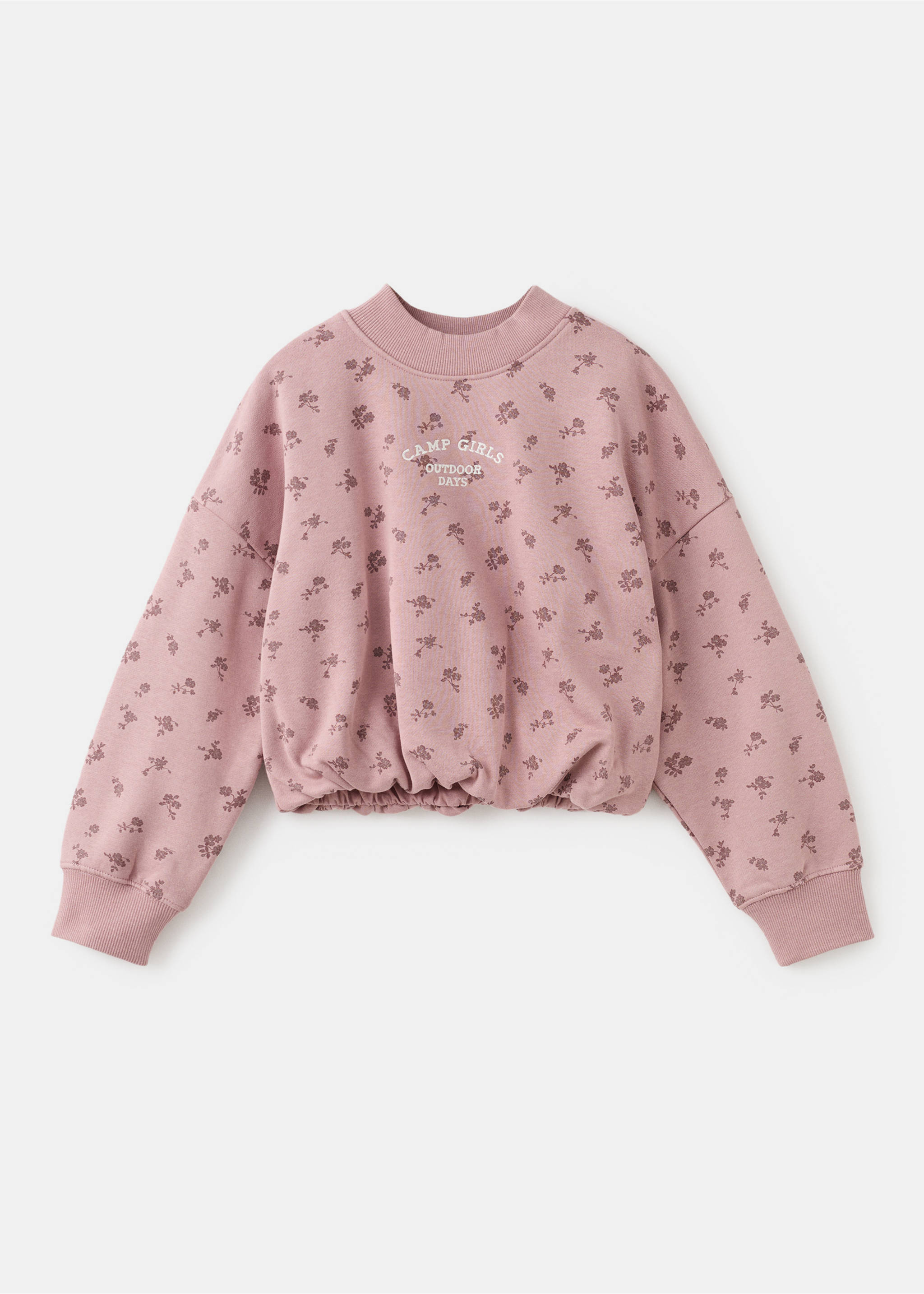 Embroidered sweatshirt with floral pattern - Article without model, Pink. Ref: 17047768-00.