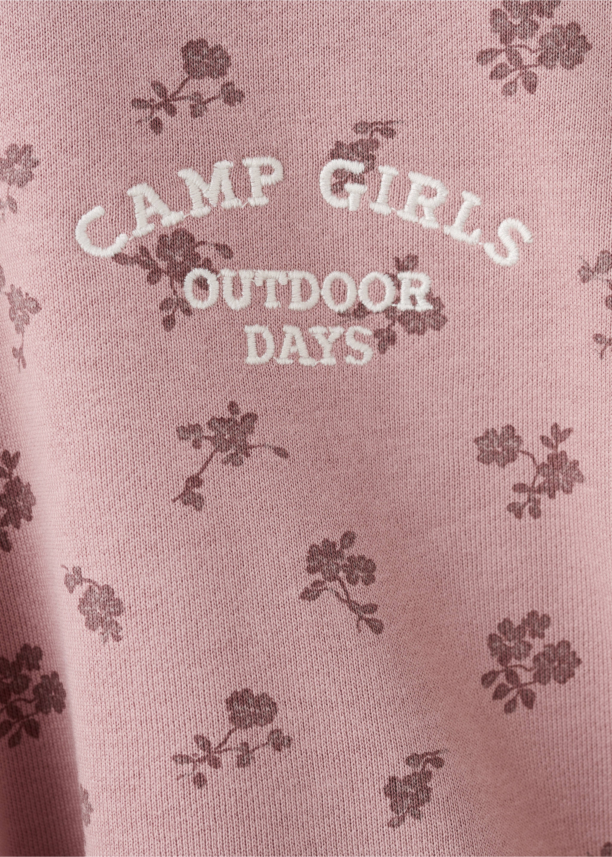 Embroidered sweatshirt with floral pattern - Details of the article 8, Pink. Ref: 17047768-00.