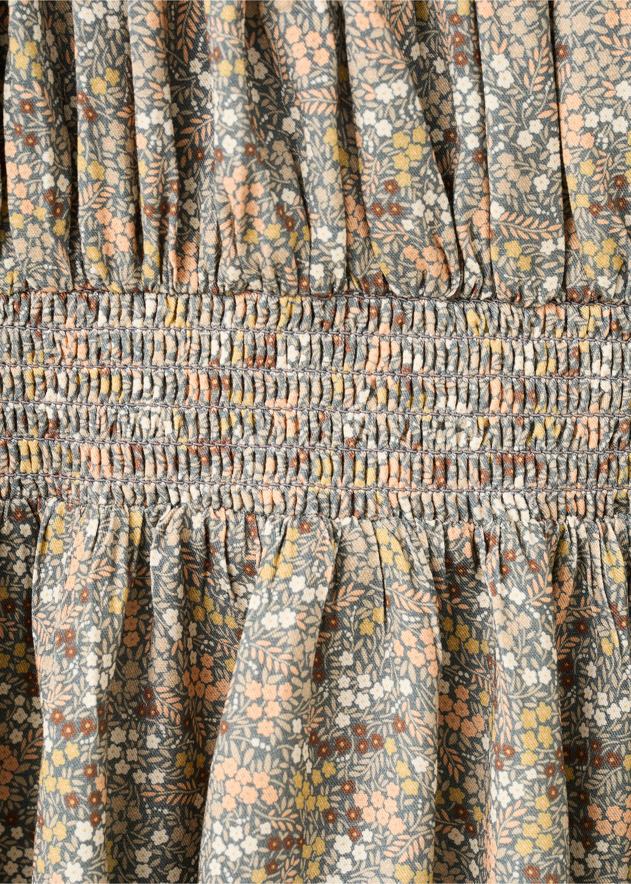 Ruched floral dress - Details of the article 0, Dark Green. Ref: 17047770-00.