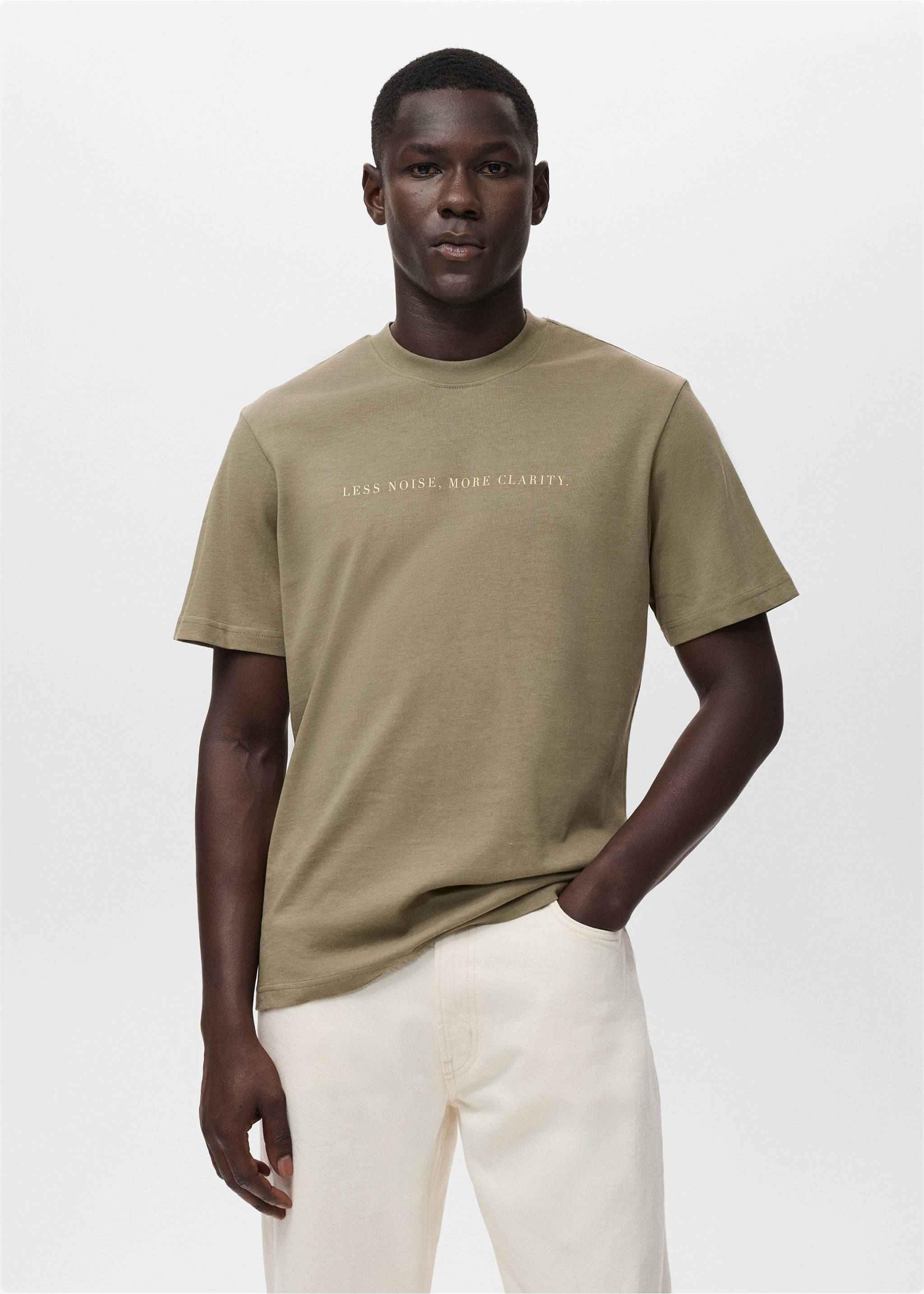 100% cotton t-shirt text - Medium plane, Dark Green. Ref: 17047772-00.