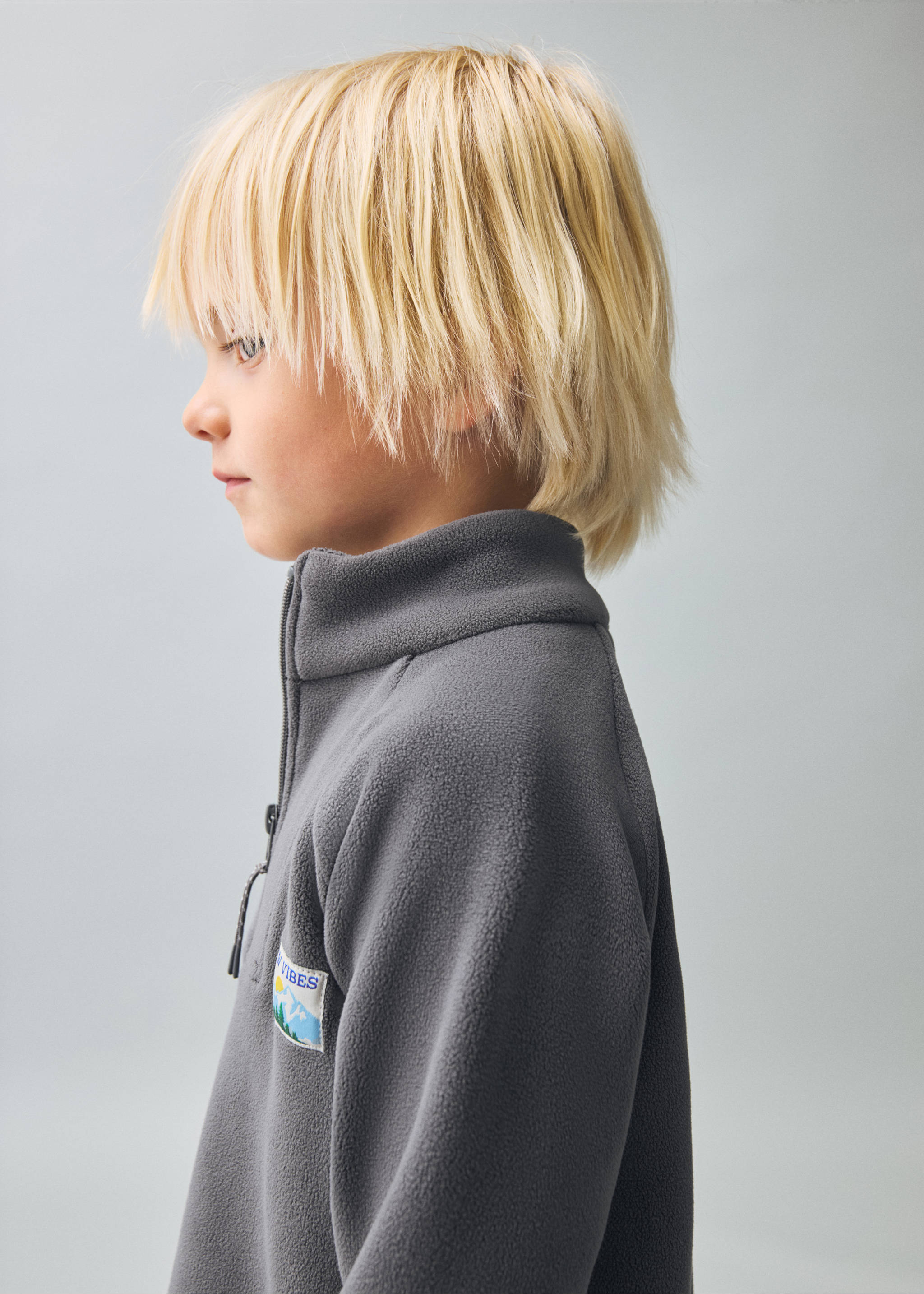 Zip-up fleece sweatshirt - Medium plane, Dark Grey. Ref: 17047774-00.