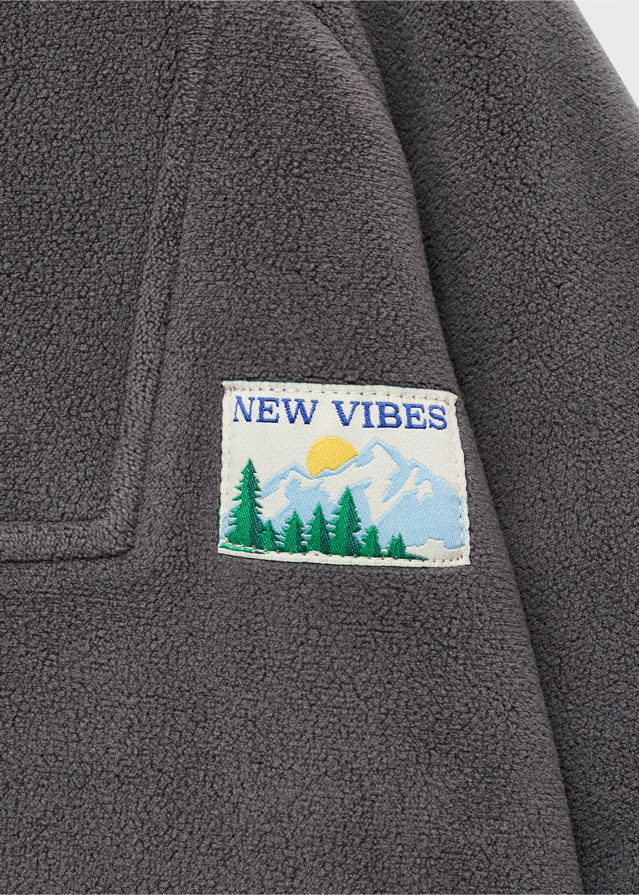 Zip-up fleece sweatshirt - Details of the article 8, Dark Grey. Ref: 17047774-00.