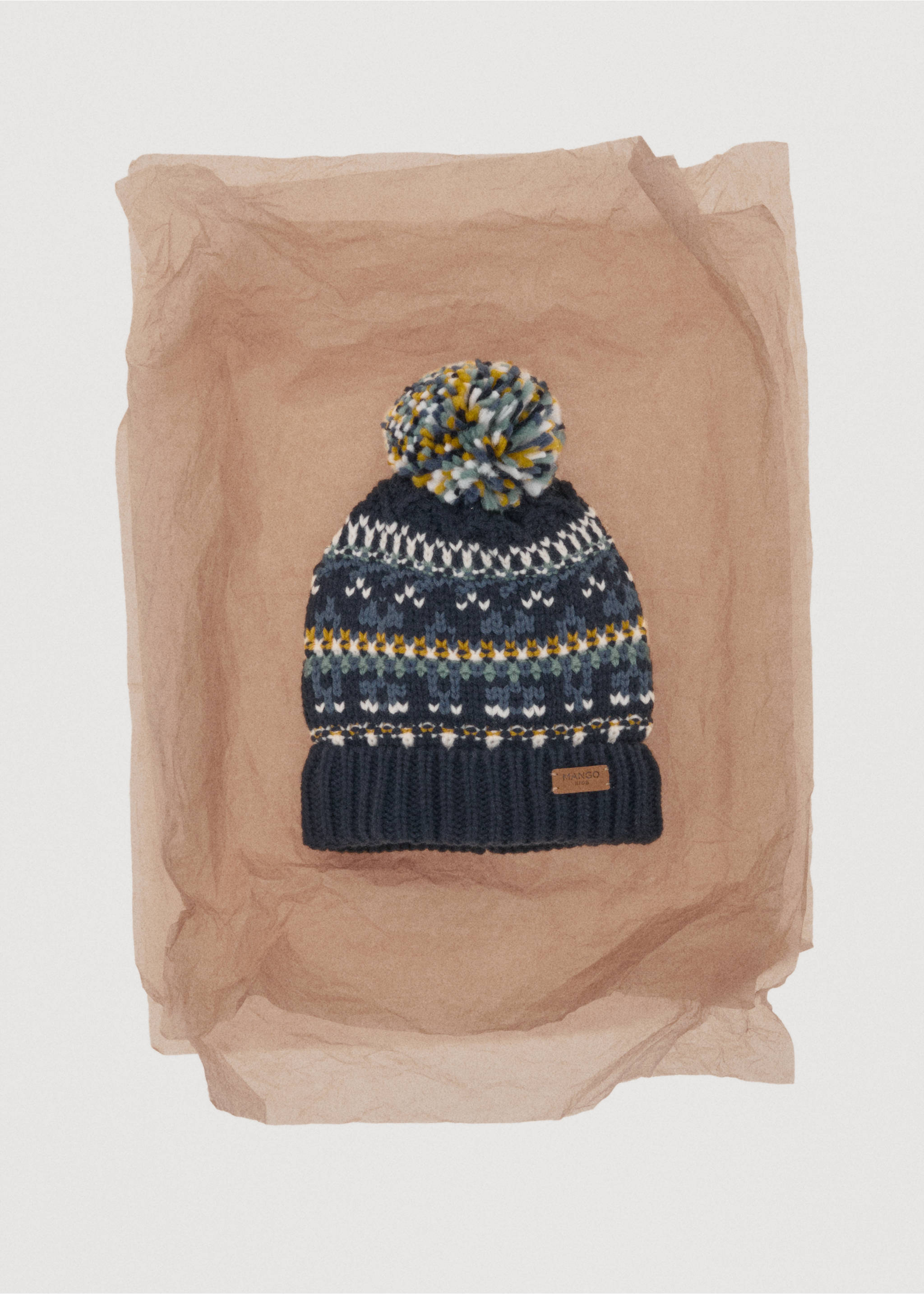 Knitted bobble hat - Details of the article 7, Navy. Ref: 17047775-00.