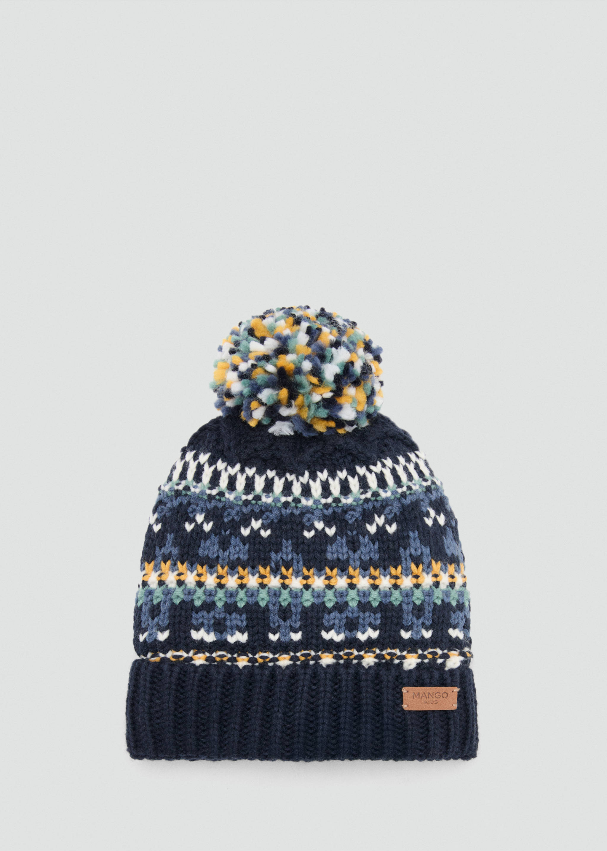 Gebreide muts met kwastje - Artikel zonder model, Marineblauw. Ref: 17047775-00.
