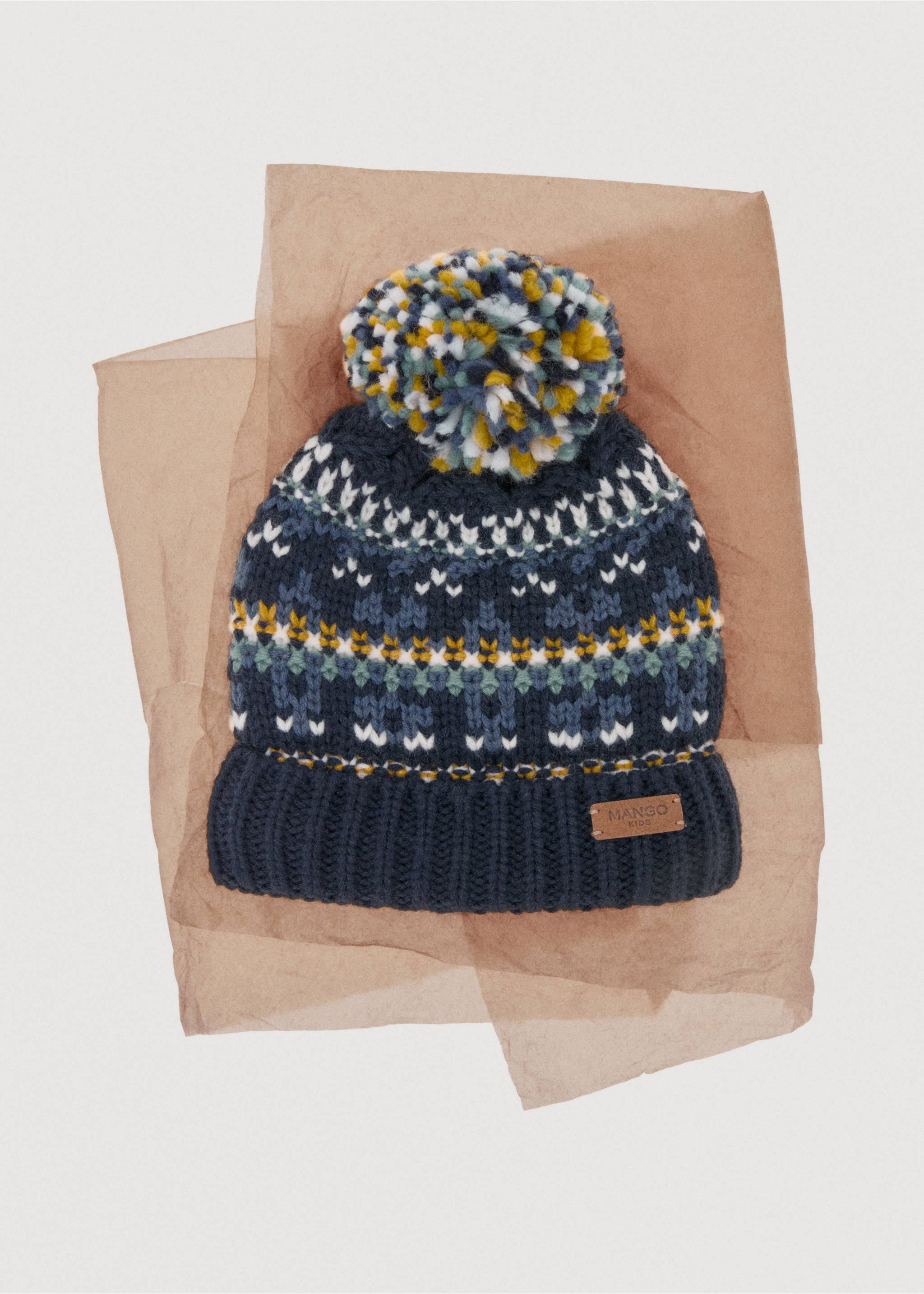 Knitted bobble hat - Details of the article 7, Navy. Ref: 17047776-00.
