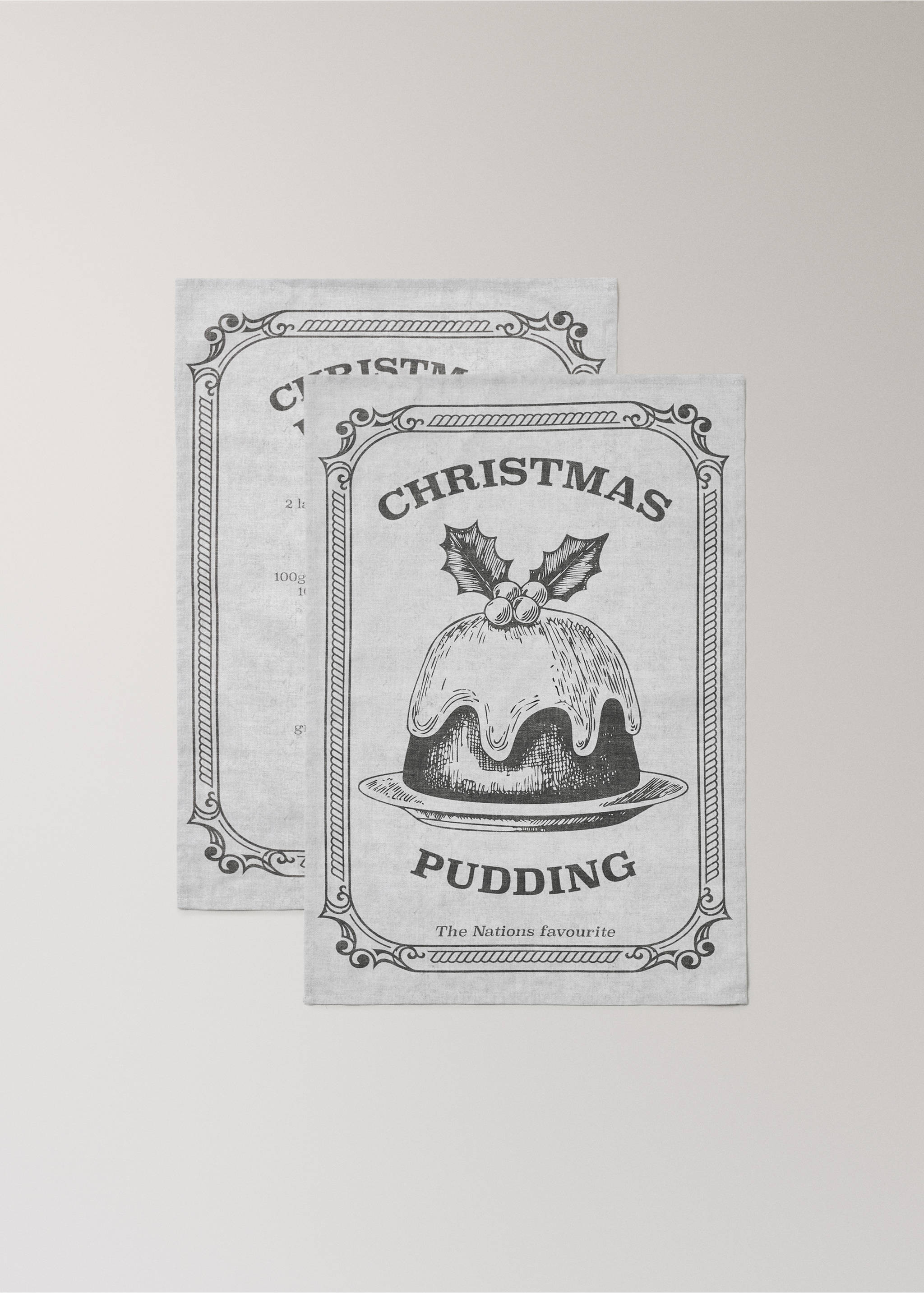 Küchentuch mit Weihnachtspudding-Print - Detail des Artikels 1, Ecru. Ref: 17047795-00.