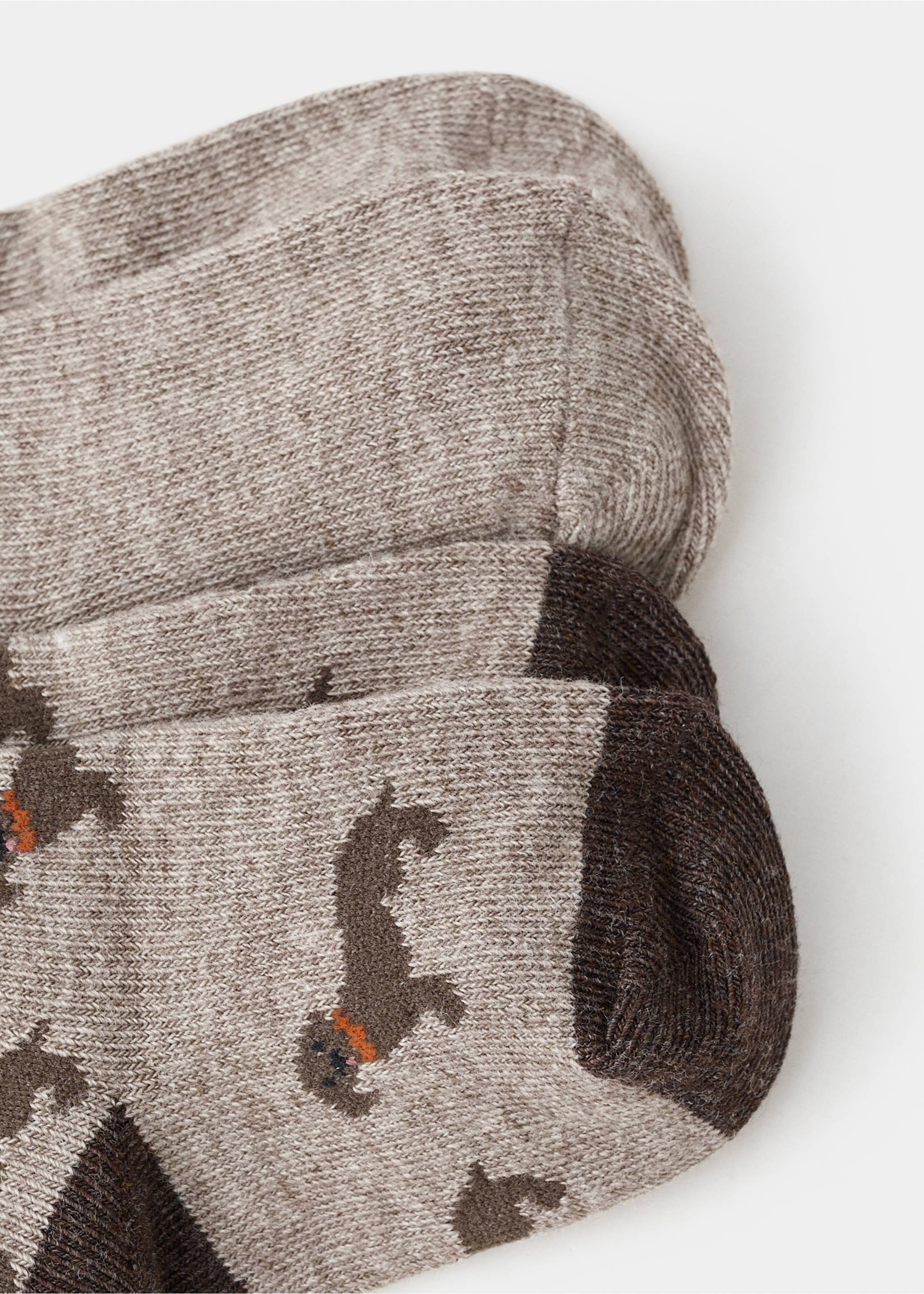 2 pack patterned socks - Details of the article 0, Medium Brown. Ref: 17047796-00.