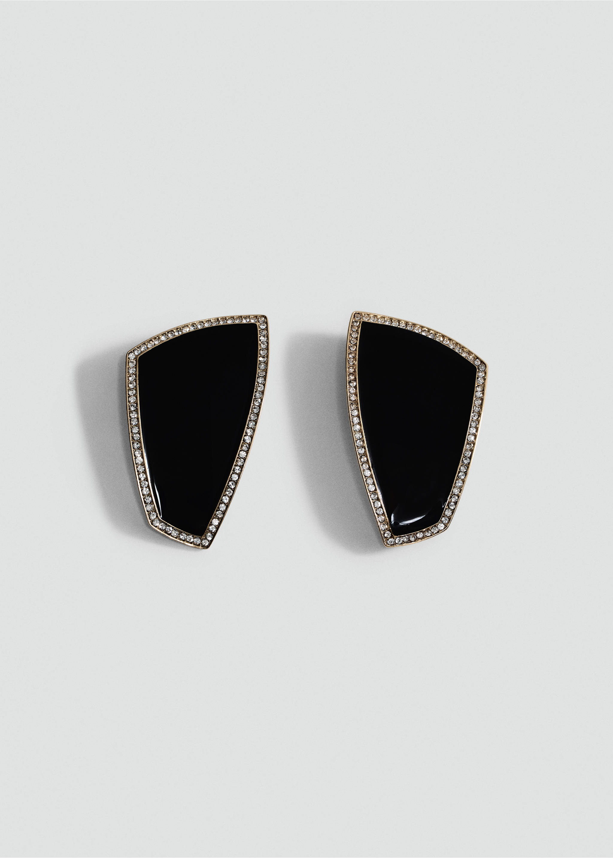 Earrings with combined crystals - Article without model, Black. Ref: 17047797-00.