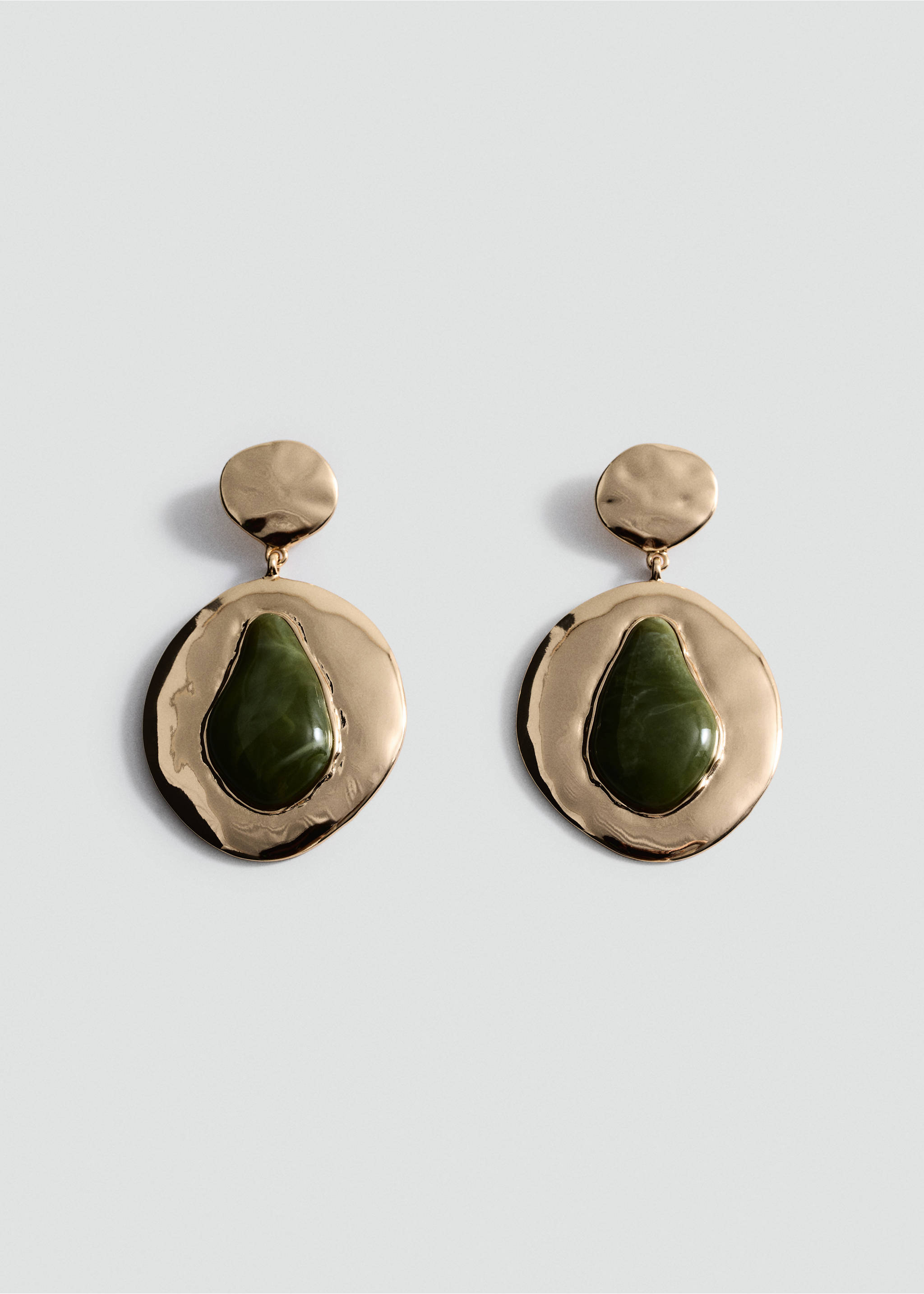 Combined resin hanging earrings - Article without model, Green. Ref: 17047798-00.