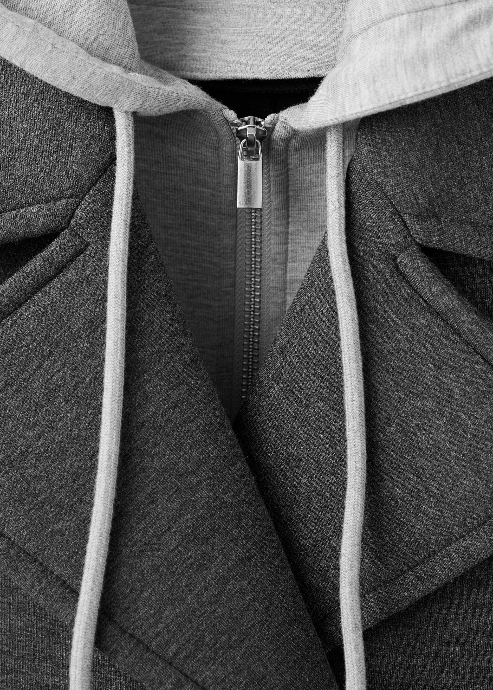 Kombinierte Kapuzenjacke - Detail des Artikels 8, Mittelgrau meliert. Ref: 17047802-00.